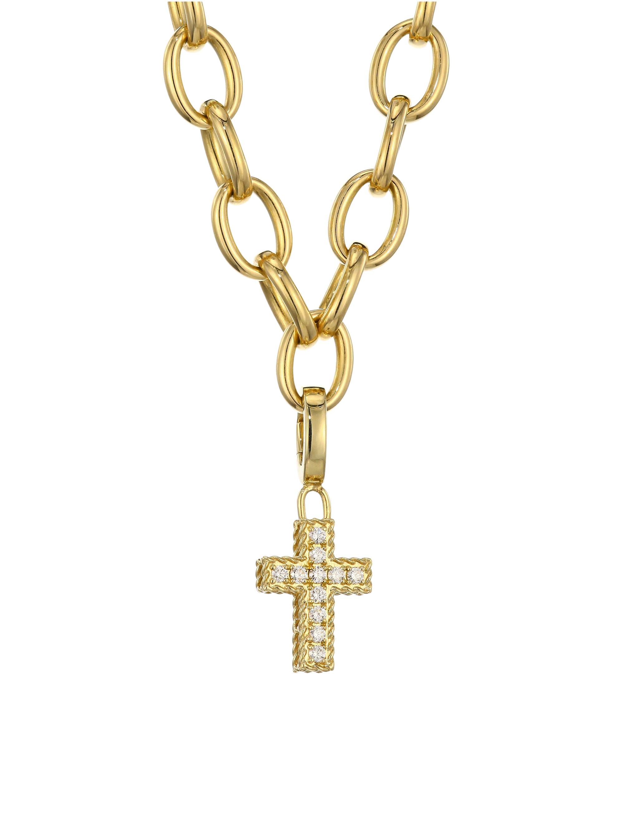 Roberto Coin Women's Princess Charms 18K Yellow Gold & Diamond Cross - White Gold