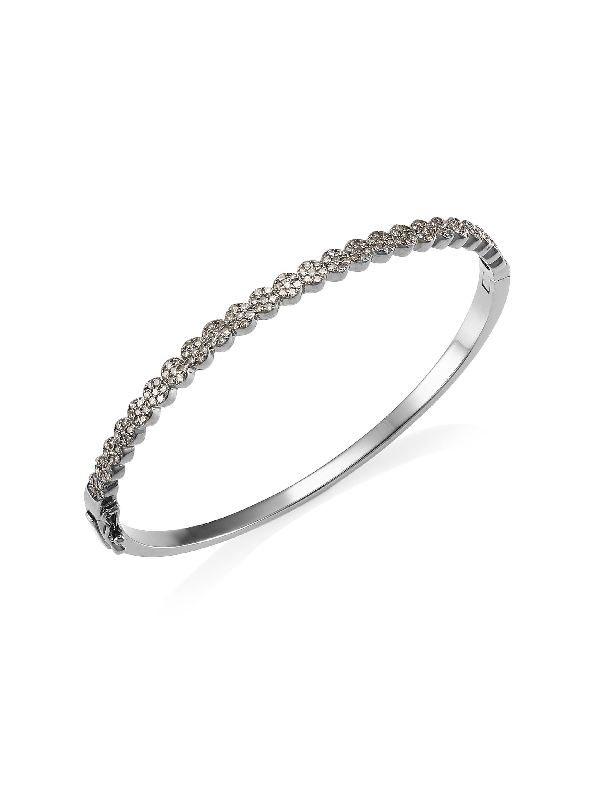 Nina Gilin Women's Diamond Circle Bangle - Silver