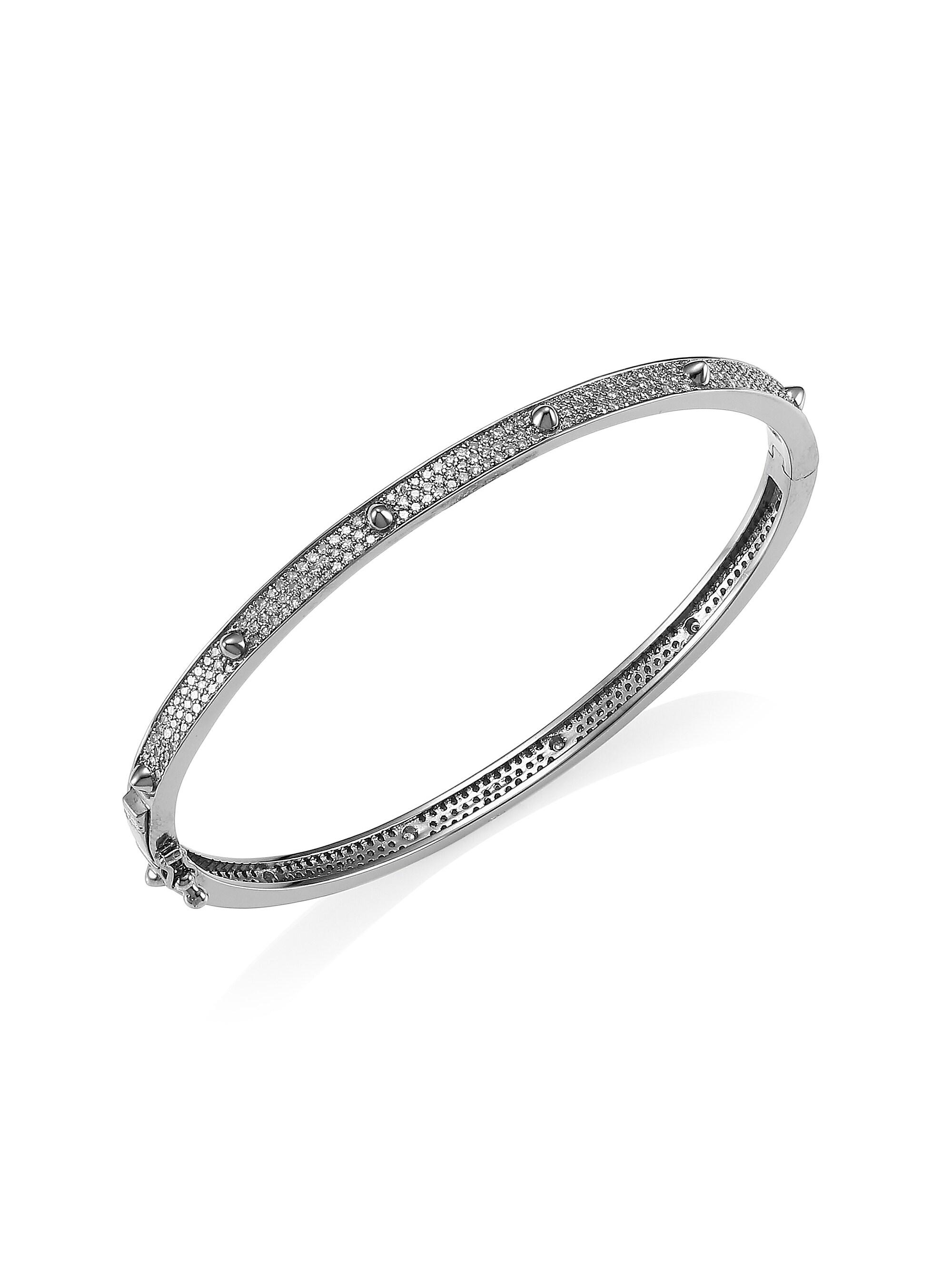 Nina Gilin Women's Diamond Pavé Stud Bangle - Silver