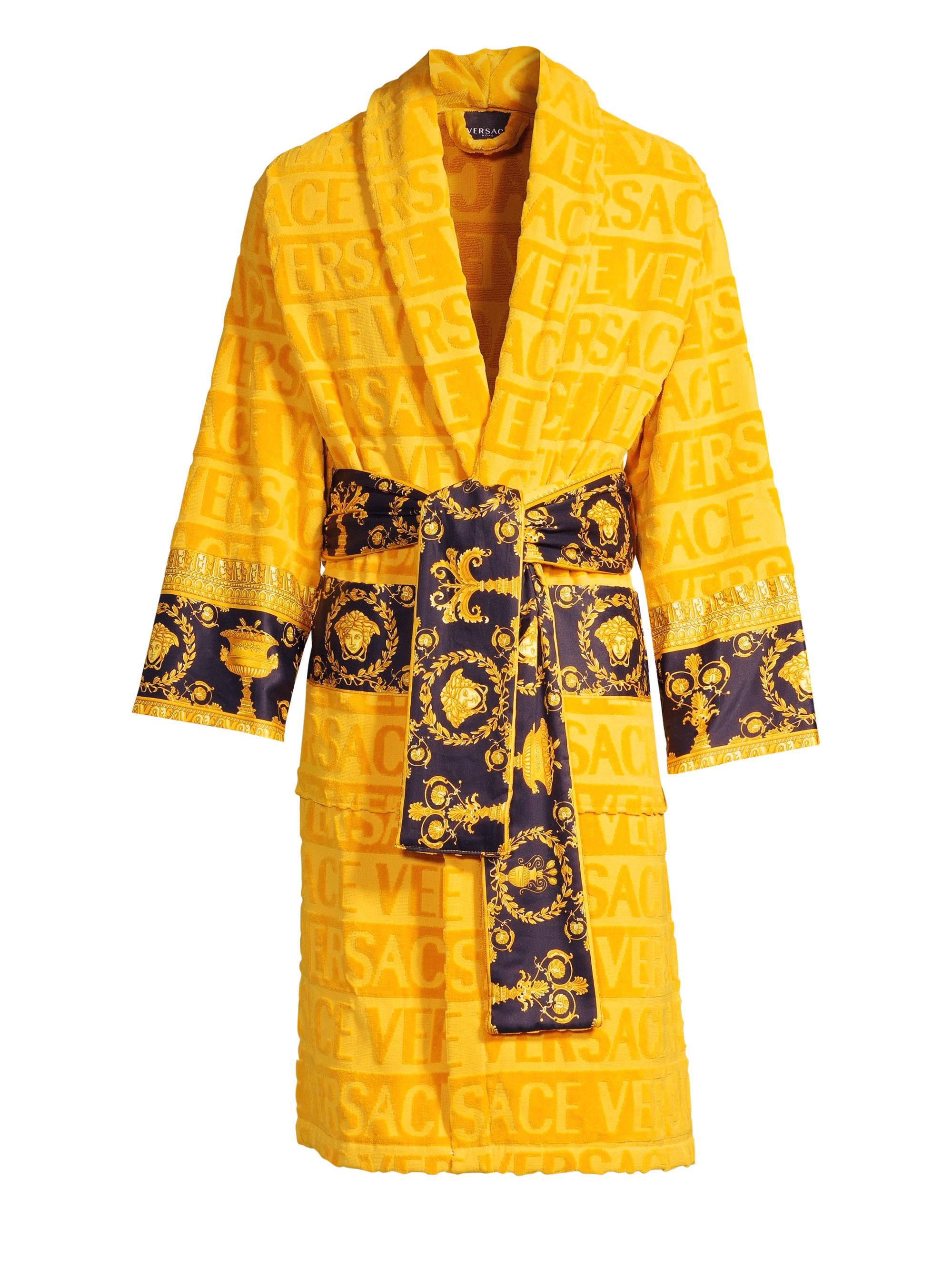 Versace Men's Logo Baroque Bathrobe - Gold | Thumbnail 7