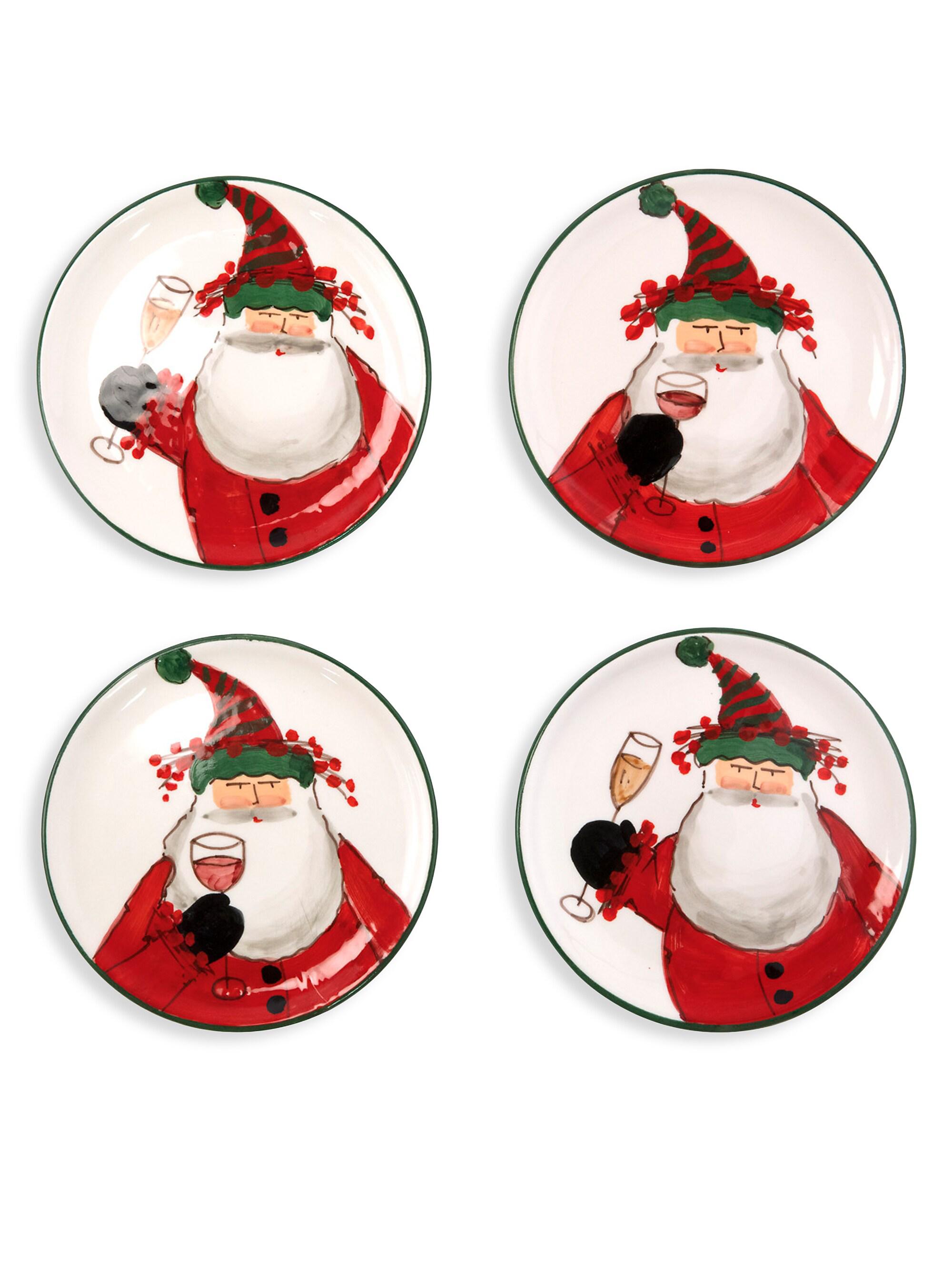 Vietri 4-Piece Boxed Old St. Nick Cocktail Plates Set