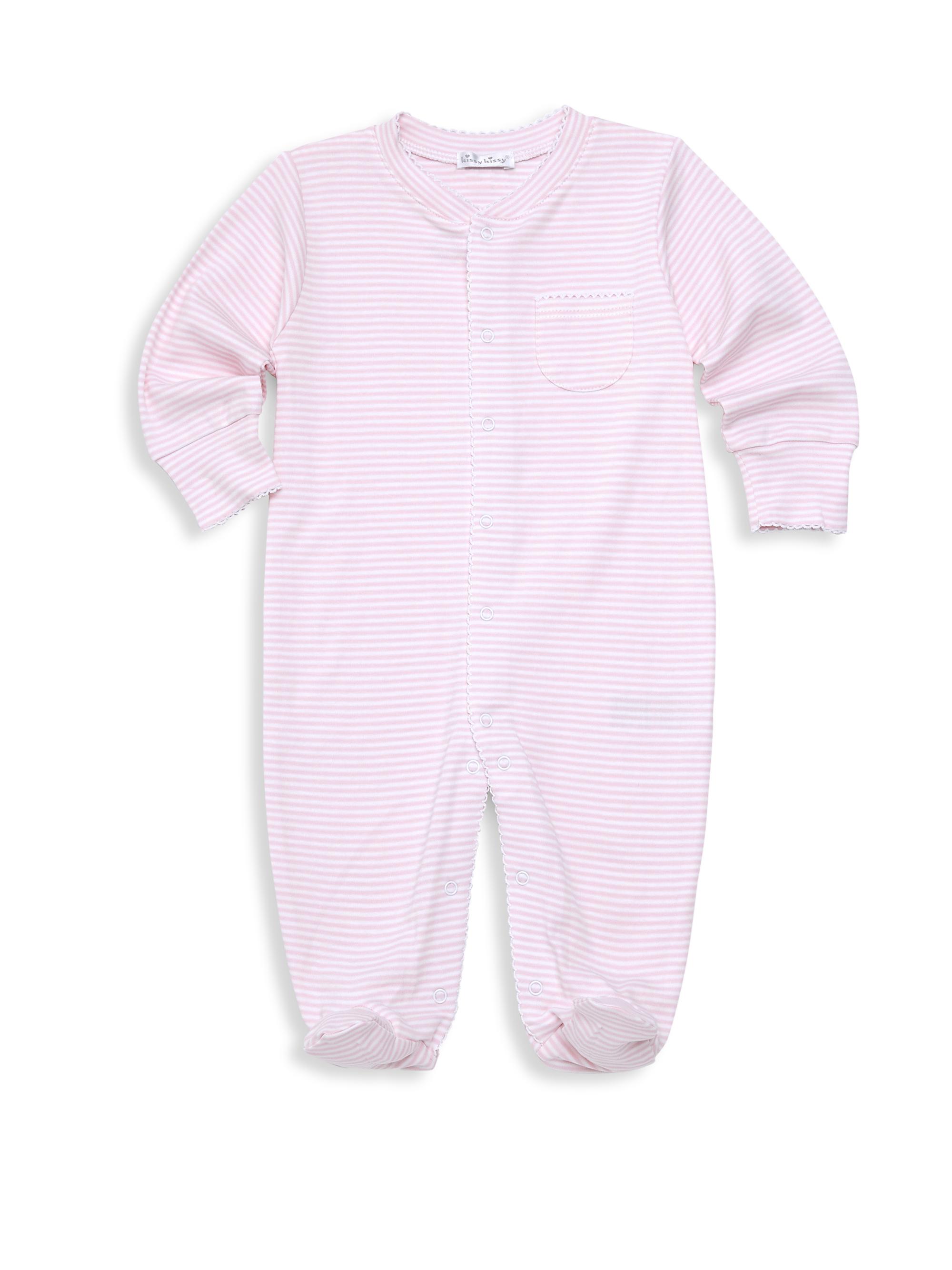 Kissy Kissy Baby Girl's Stripe Cotton Footie - Pink 3 Months
