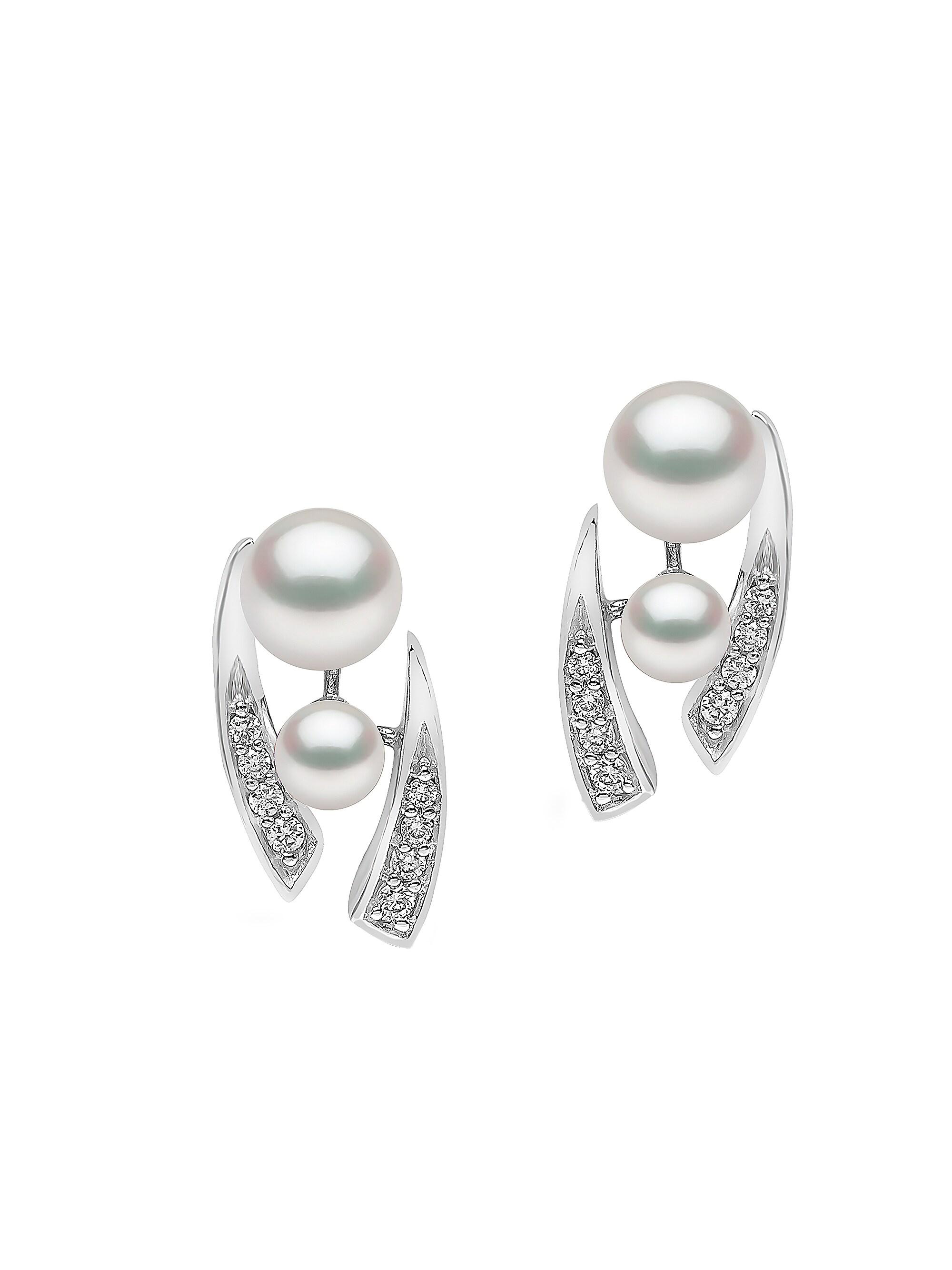 Yoko London Women's 18K White Gold, Pearl & Diamond Stud Earrings - White Gold