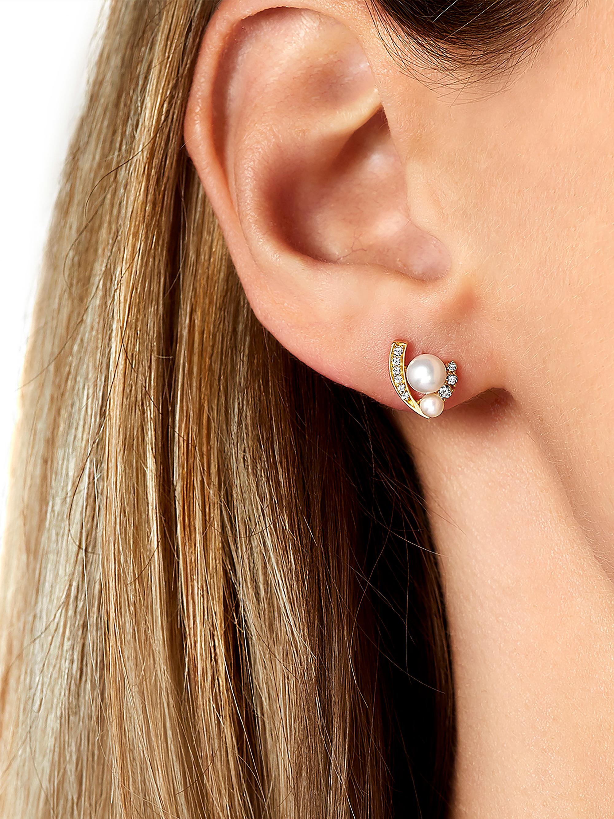 ピアス yoko Yoko London 18K Yellow Gold, Pearl & Diamond Stud Earrings | Saks