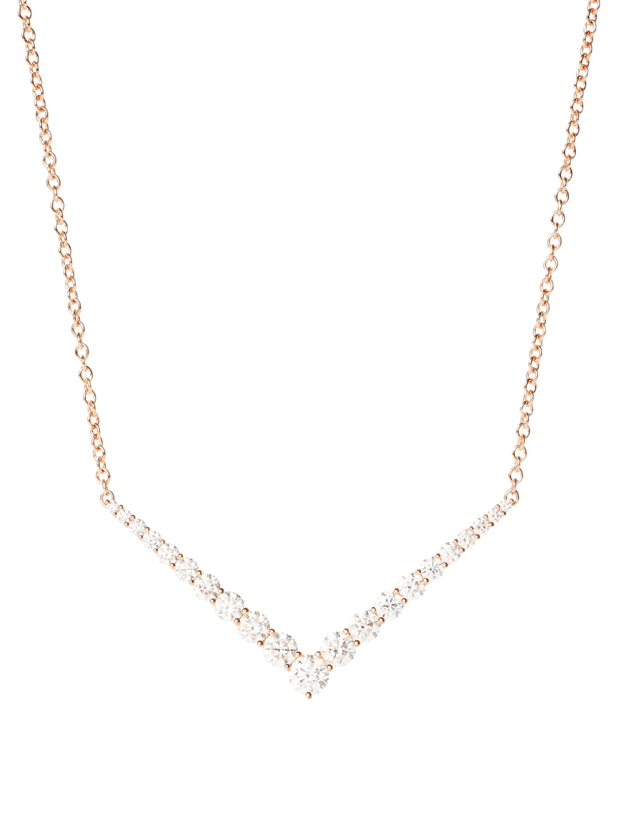 Melissa Kaye Women's Aria V-Shaped 18K Rose Gold & 1.61 TCW Diamond Necklace - Pink Gold