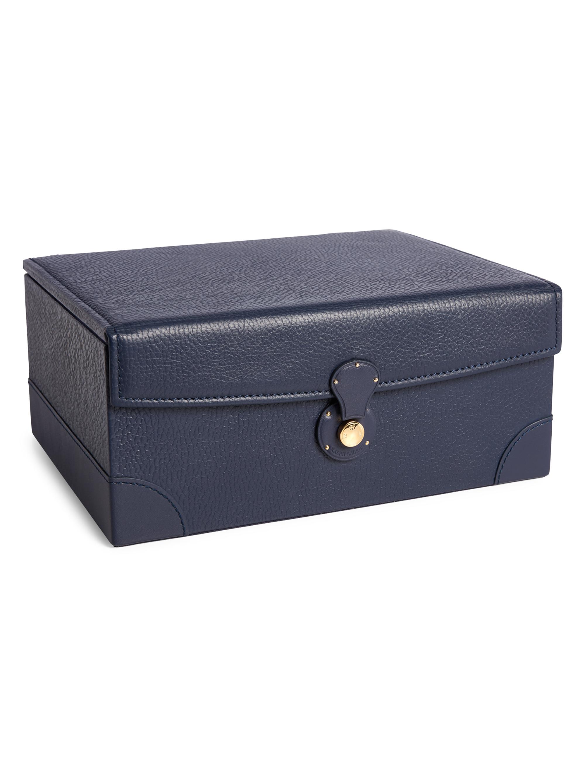 Ralph Lauren Ryan Pebbled Leather Desk Box - Navy