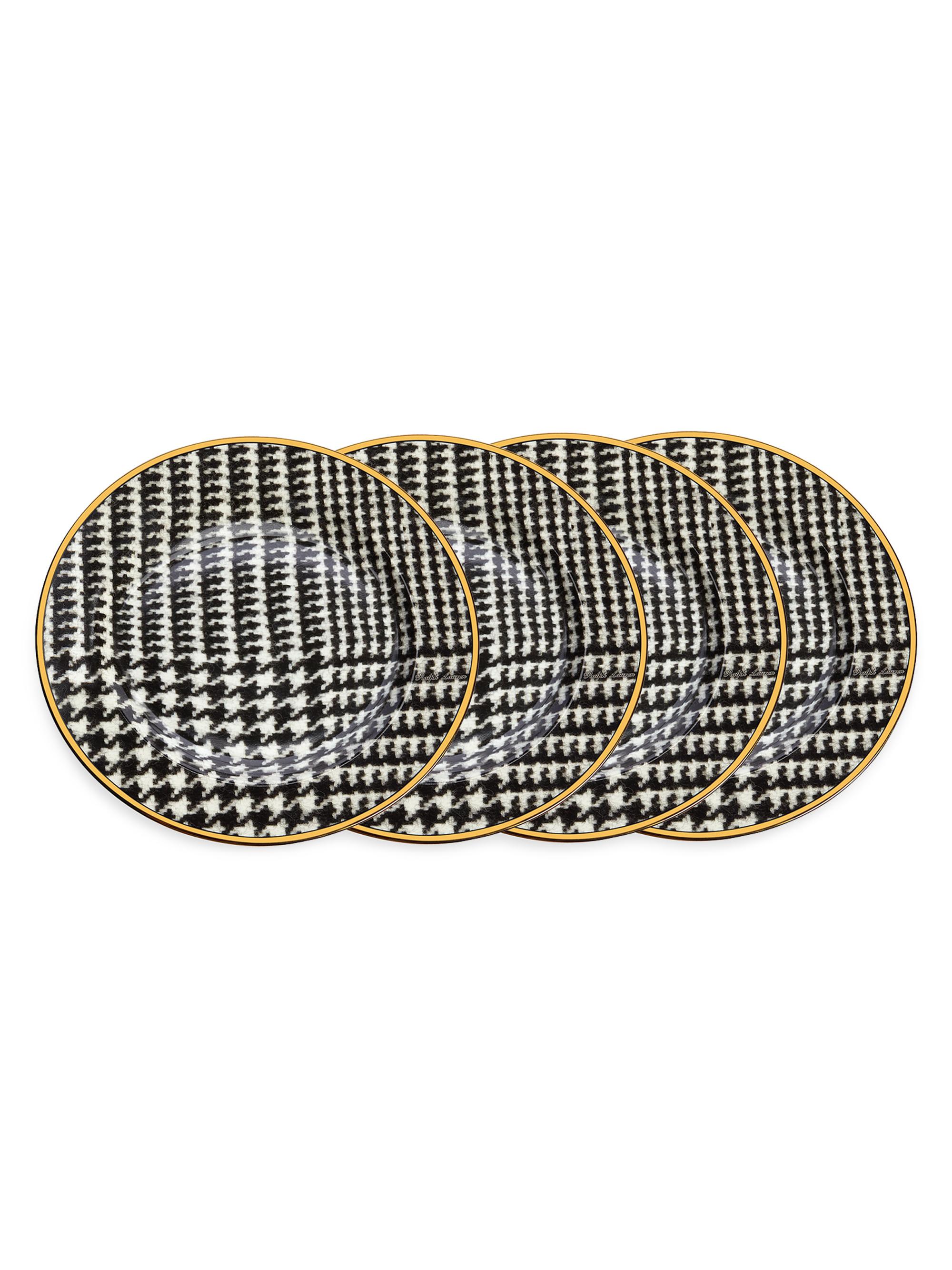 Ralph Lauren Wessex 4-Piece Dessert Plate Set - Black White