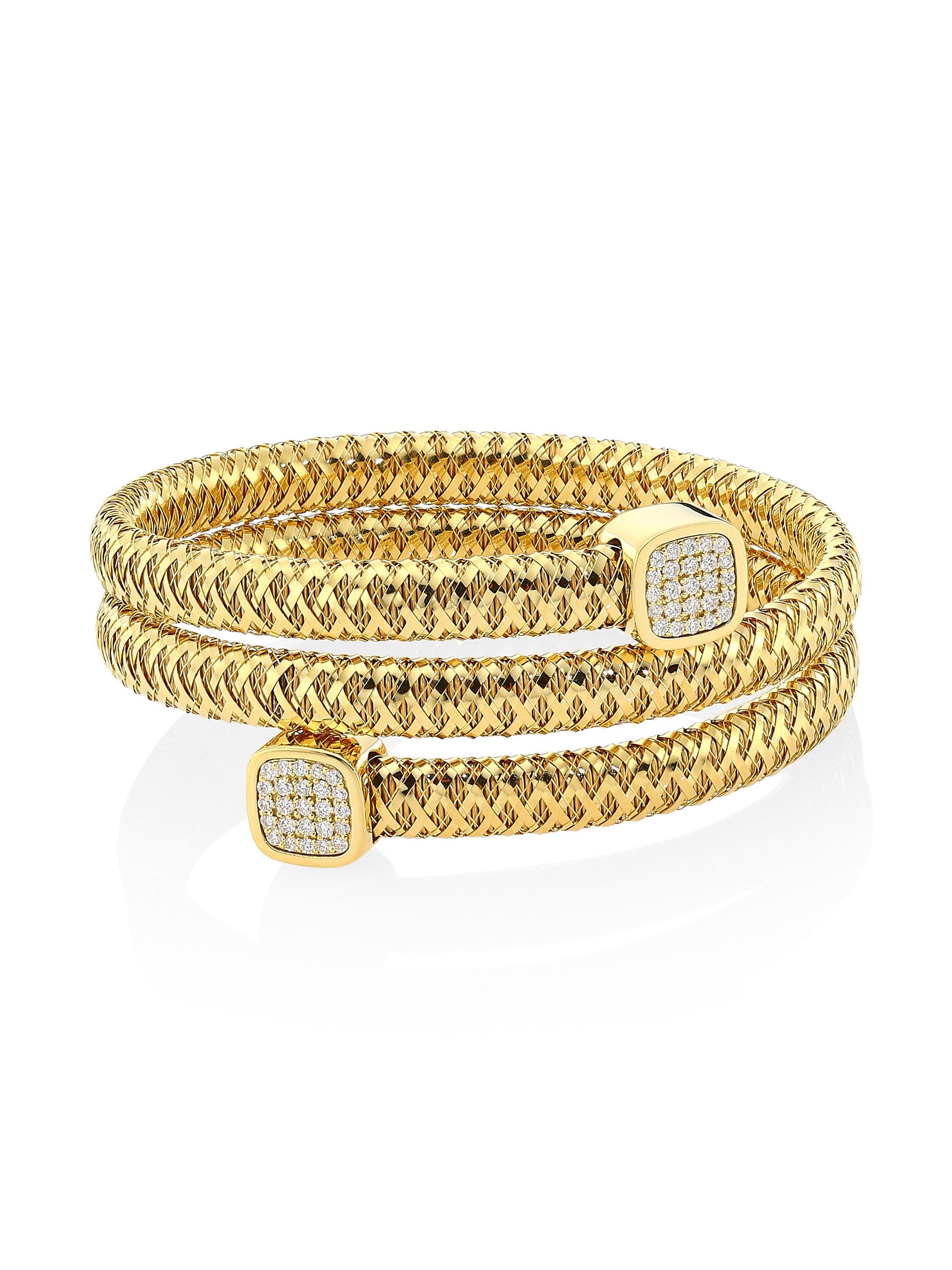 Roberto Coin Women's Primavera 18K Yellow Gold & Diamond Coiled Wrap Bracelet - Gold
