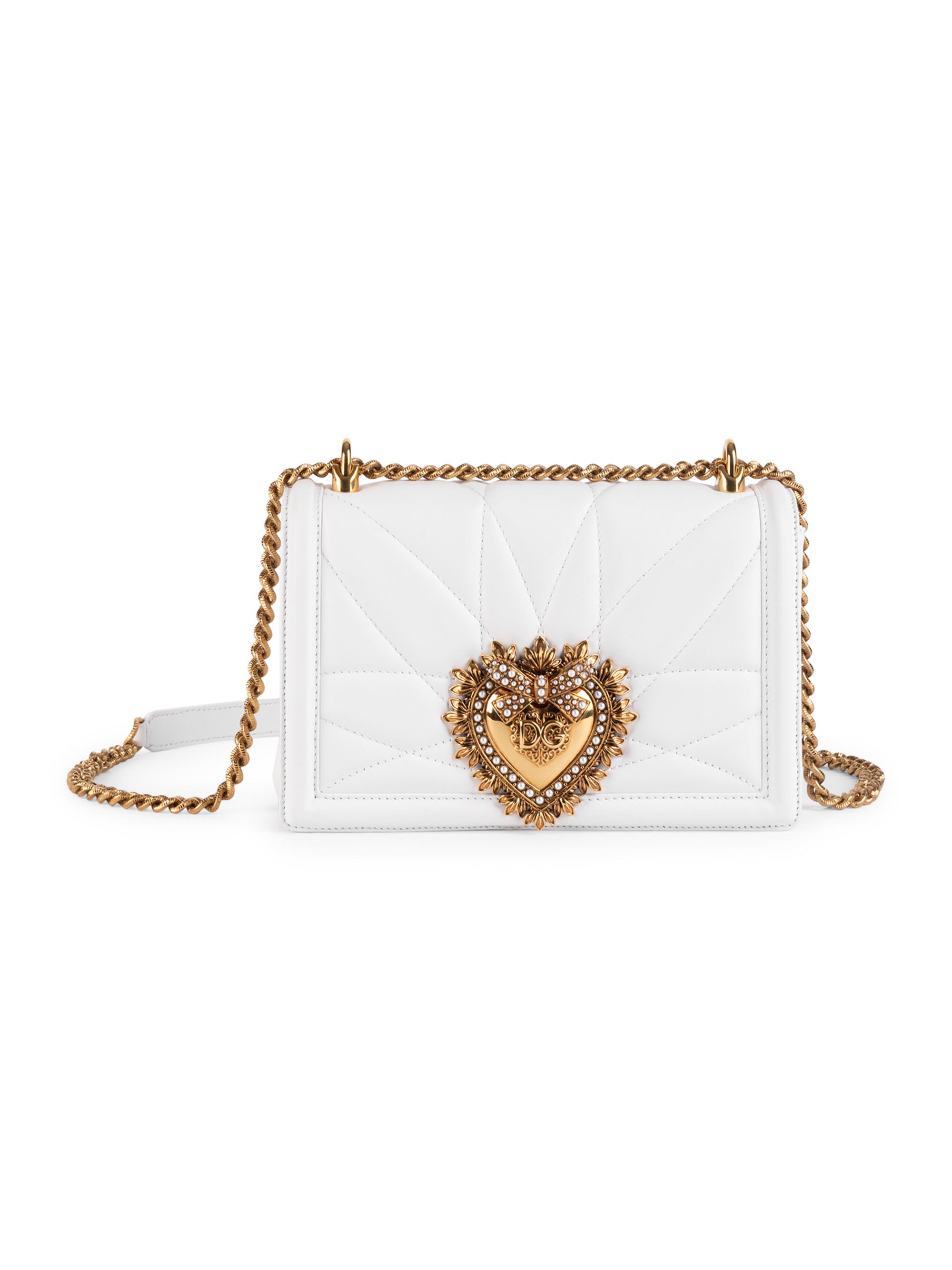 Dolce & Gabbana Women's  Devotion Quilted Leather Shoulder Bag - White