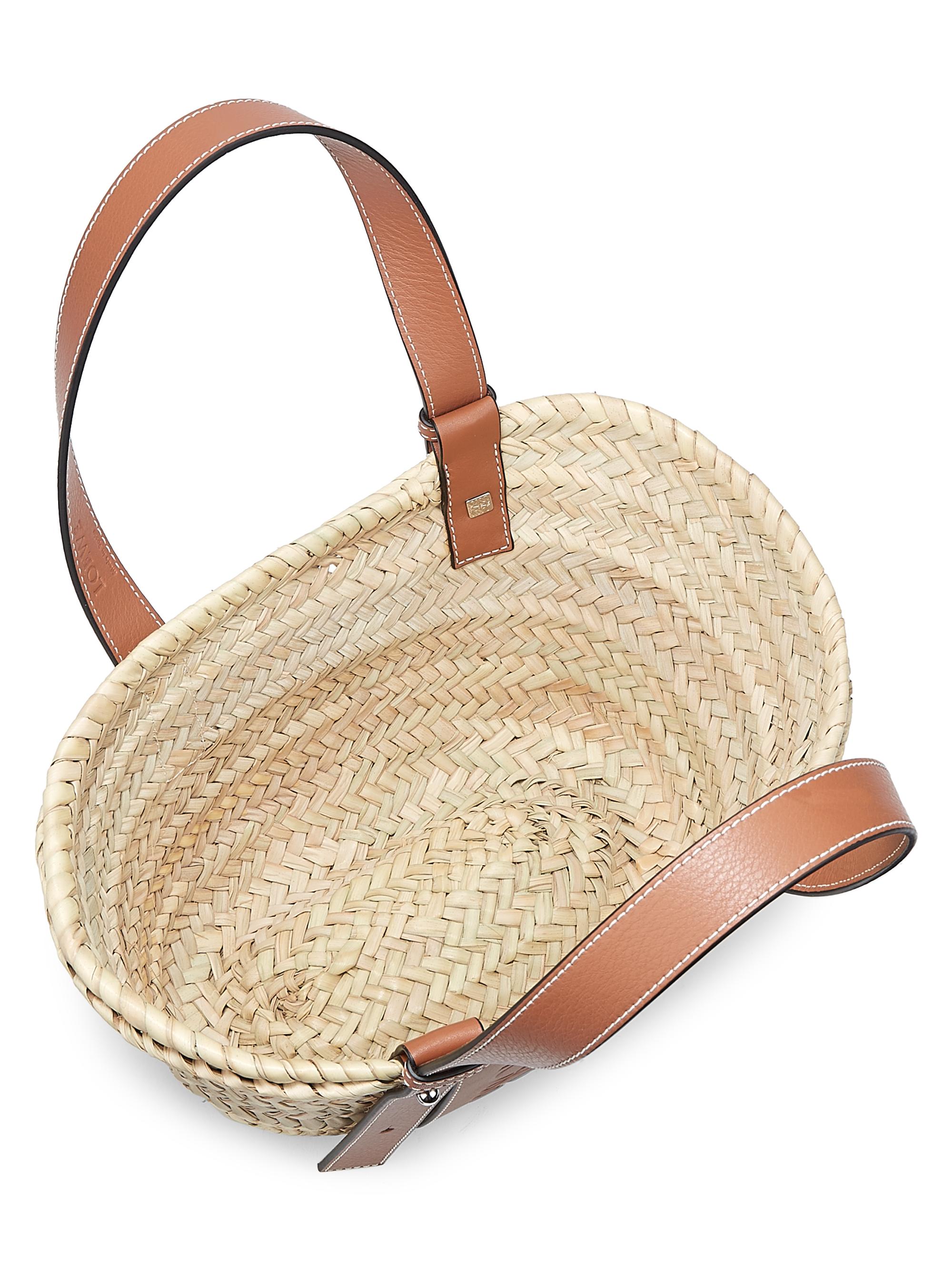 LOEWE Small Leather-Trimmed Woven Basket Bag | Saks Fifth Avenue