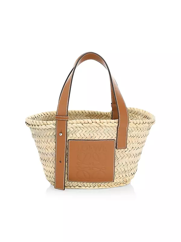 LOEWE - Woven raffia small basket bag