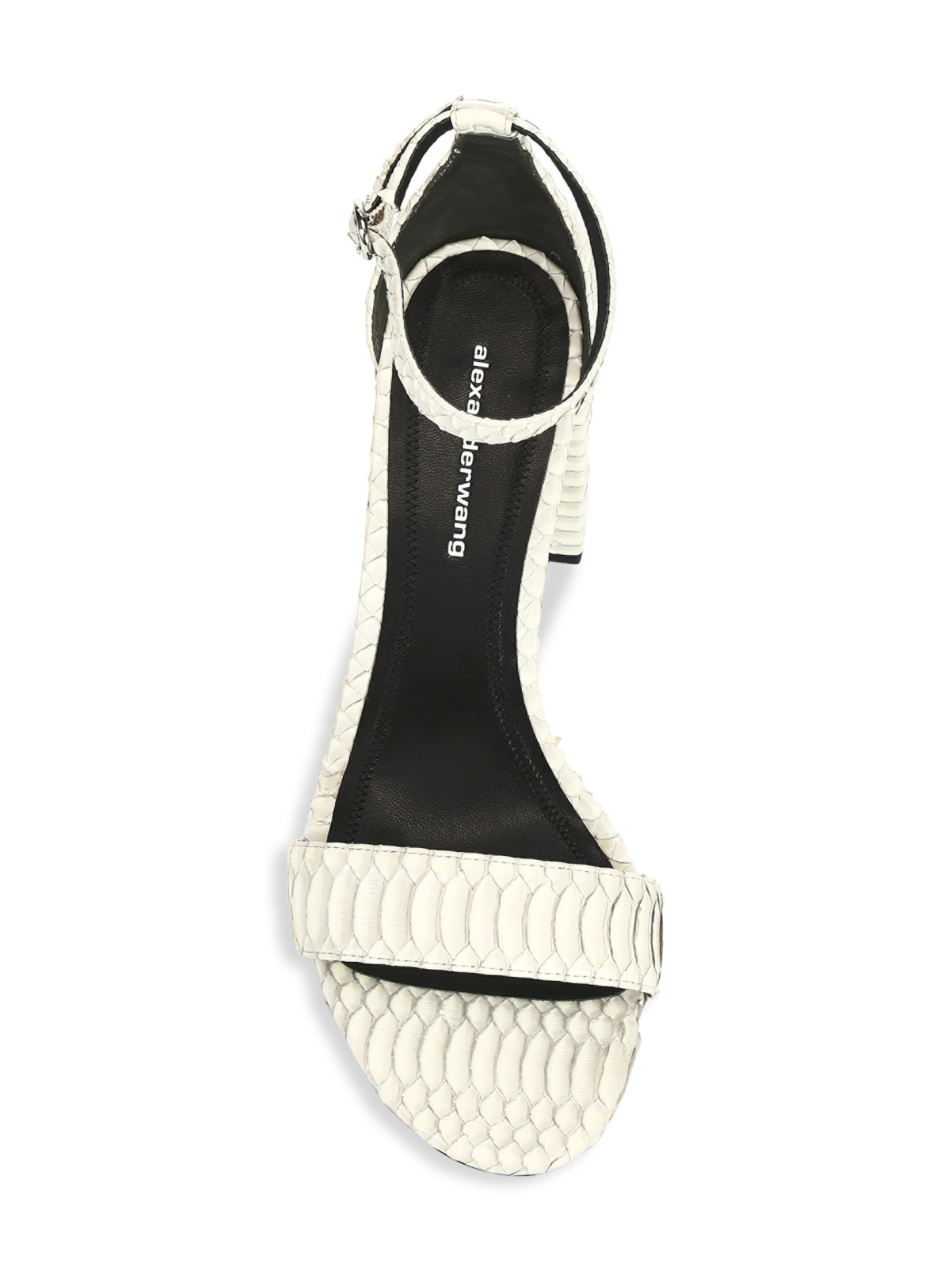 Shop Alexander Wang Abby Leather Snakeskin Ankle Strap