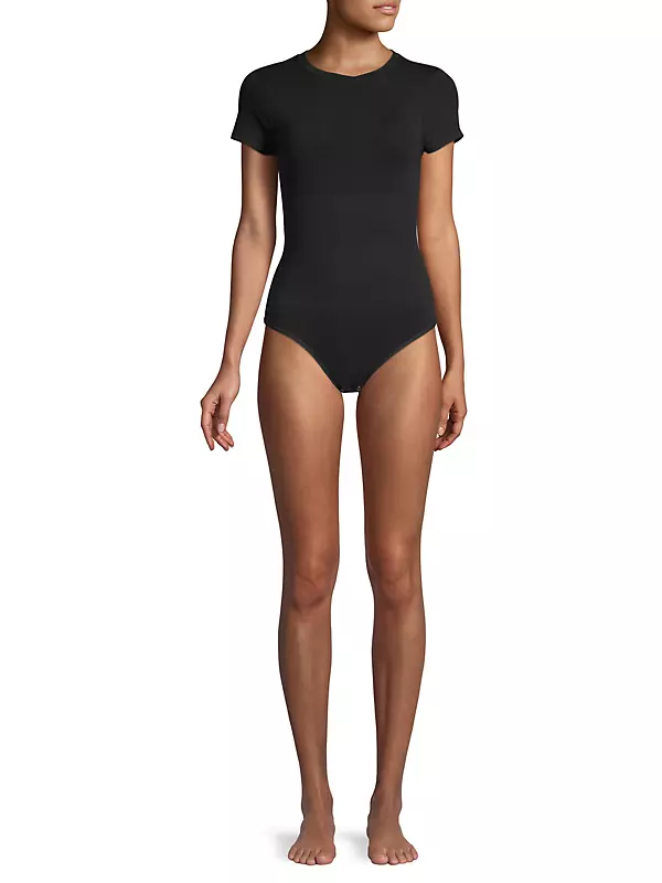 One Shoulder Shaping Thong Bodysuit - Outlast® Seamless - Black