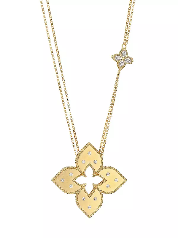 Venetian Princess 18K Yellow Gold & Diamond Pendant Dual-Chain Necklace