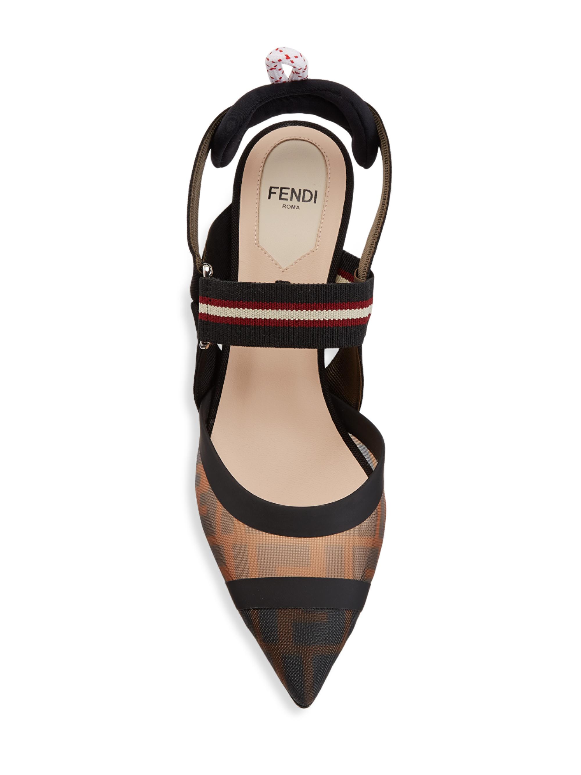 Fendi Colibri 55MM Mesh Slingback Pumps | Saks Fifth Avenue