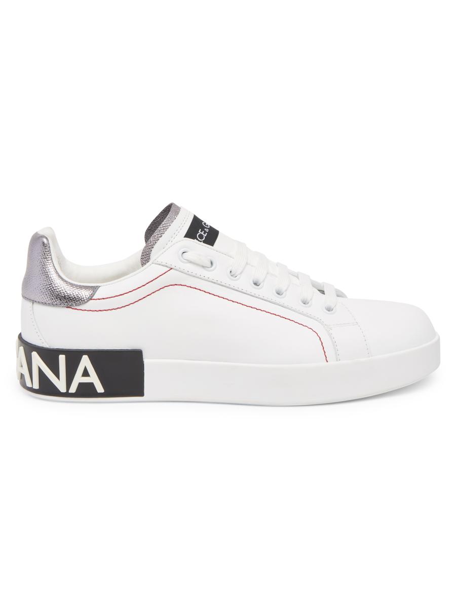 Dolce&Gabbana Portofino Logo Leather Sneakers | Saks Fifth Avenue