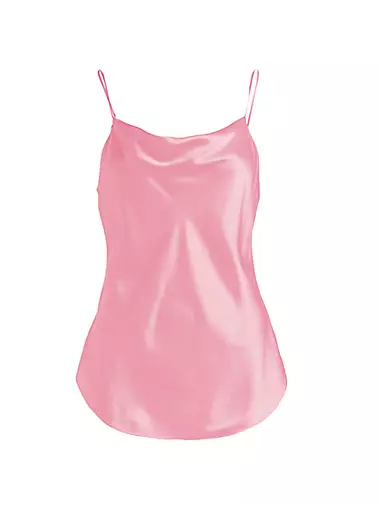 Womens Maje pink Silk Lace-Trim Tank Top
