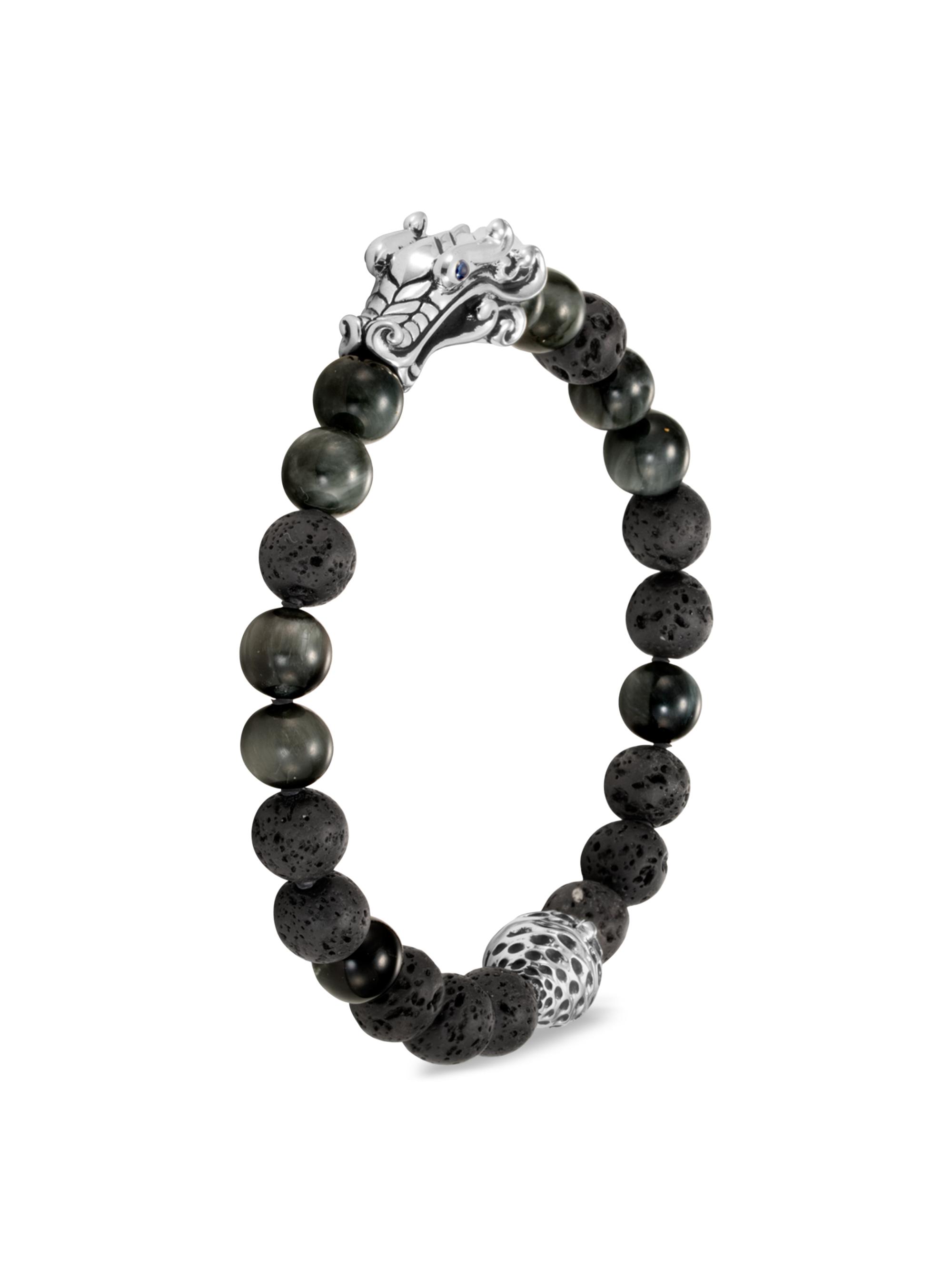 John Hardy Men's Legends Collection Sapphire, Volcanic Stone & Sterling Silver Naga Dragon Bracelet - Grey