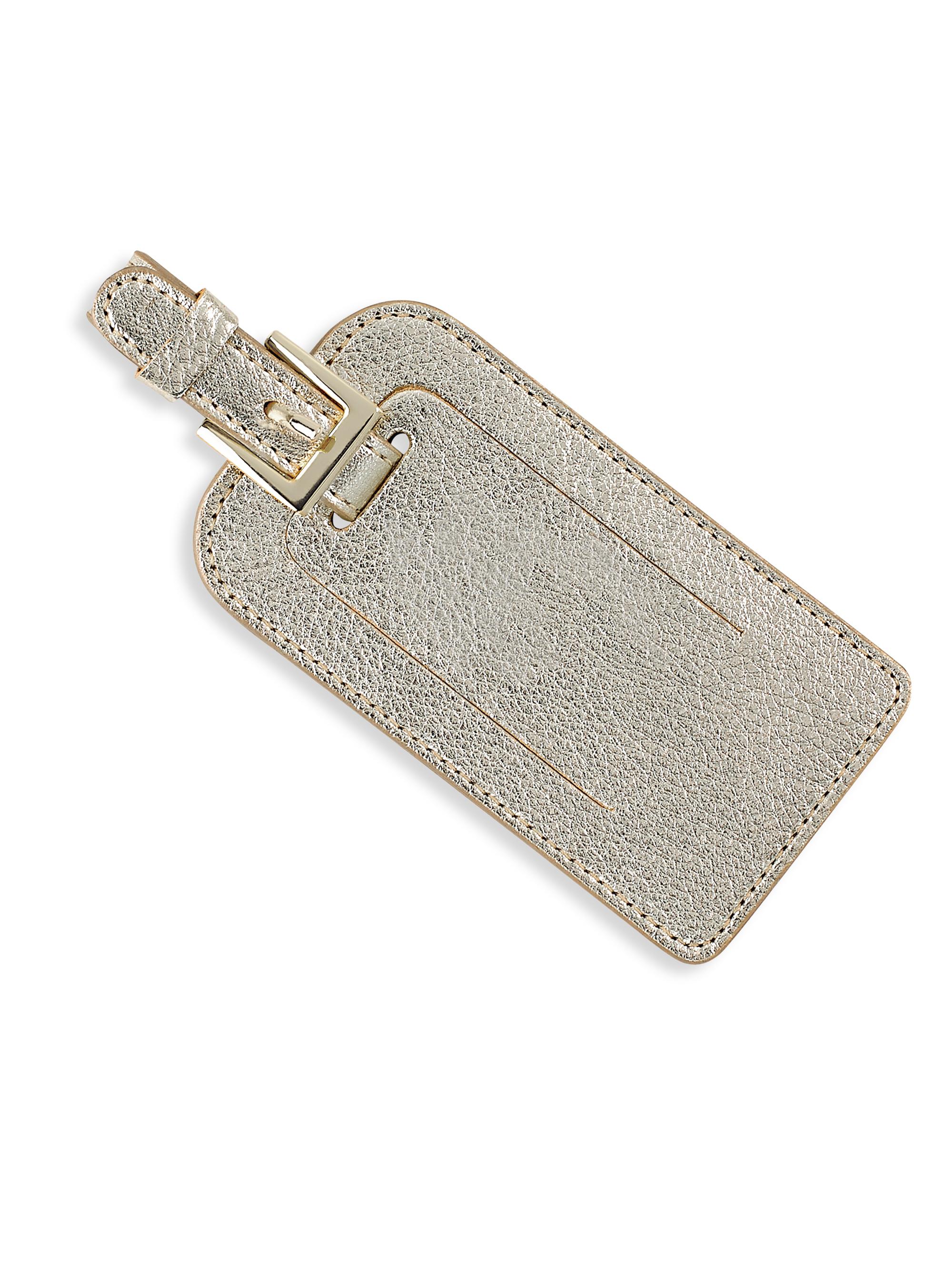 Graphic Image Leather Luggage Tag - White Gold