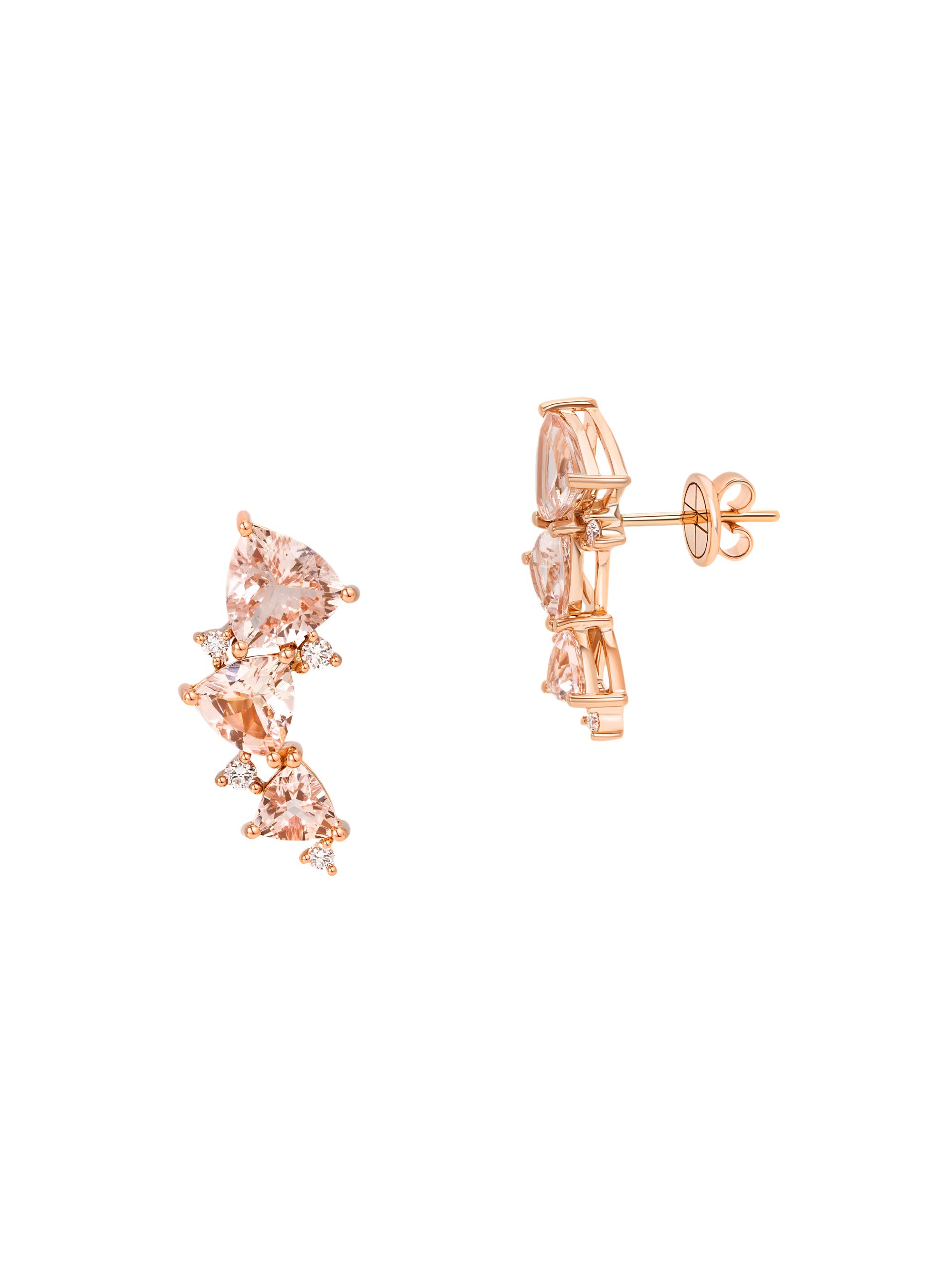 Hueb Women's Mirage 18K Rose Gold, Diamond & Morganite Crawler Earrings - Rose Gold