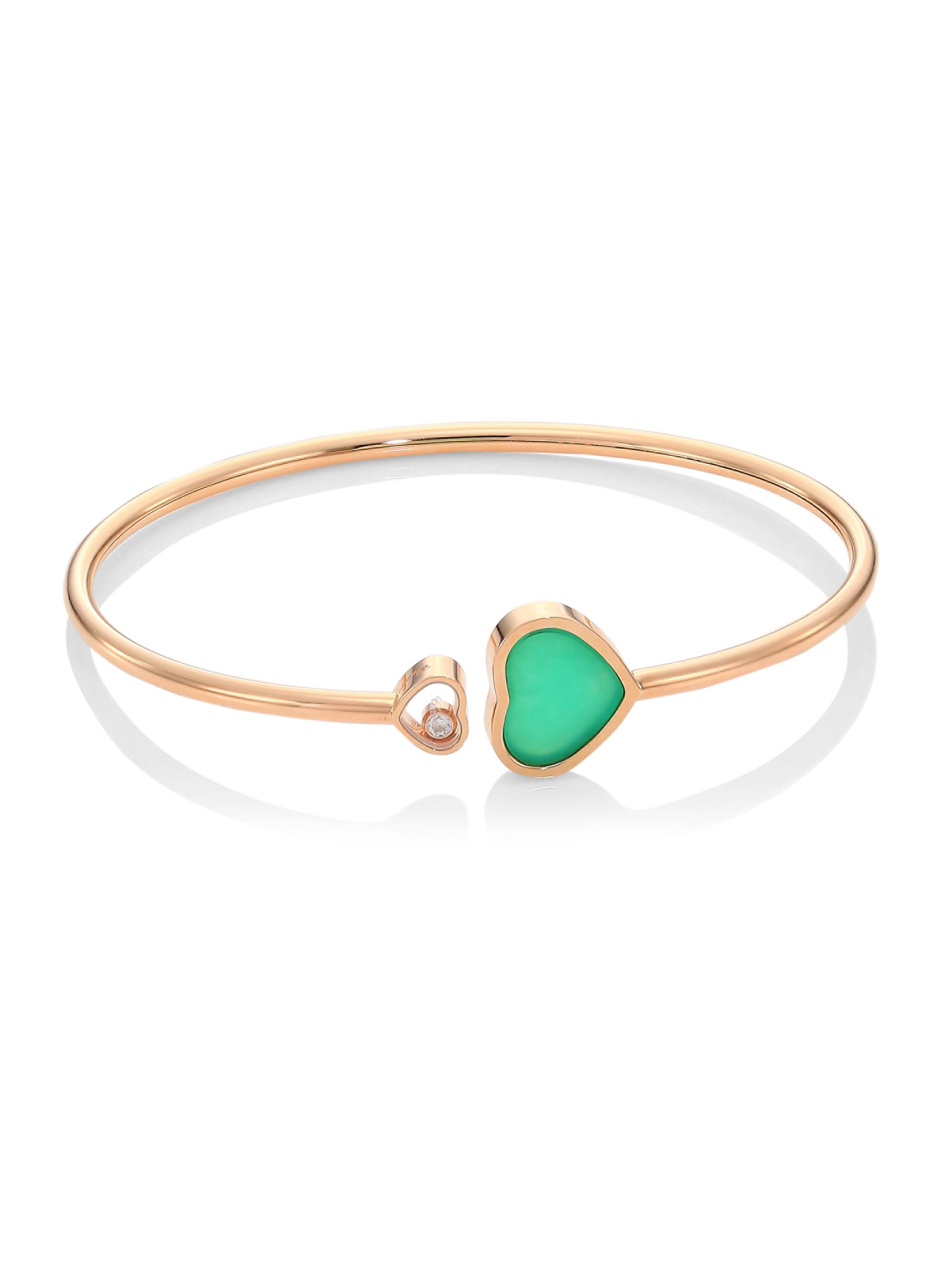 Chopard Women's Happy Hearts 18K Rose Gold, Diamond & Chrysoprase Bangle - Rose Gold