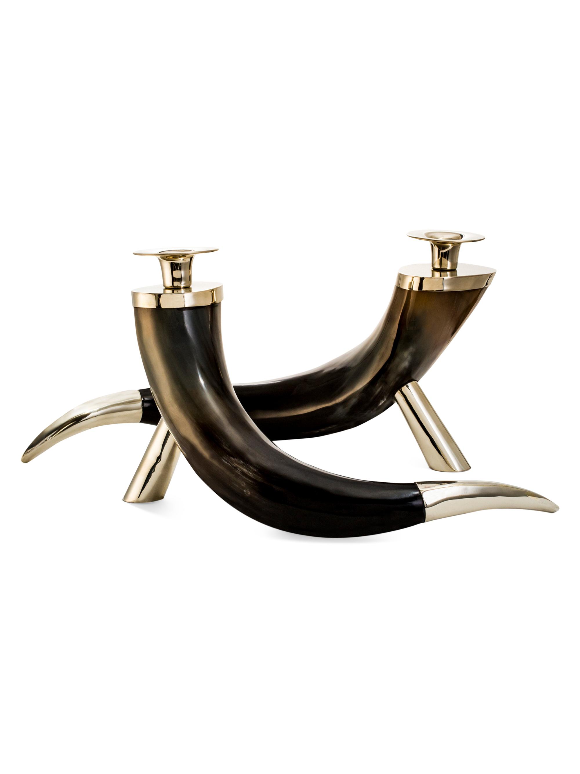 Ladorada Large 2-Piece Horn Candleholder Set