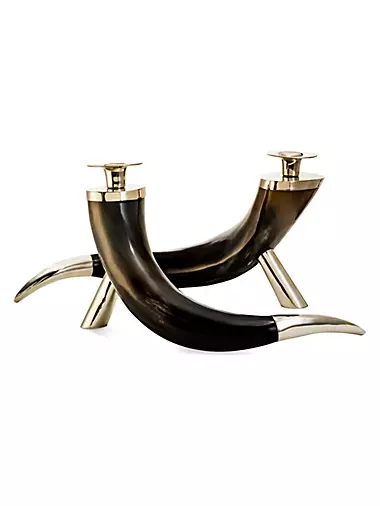 Large 2-Piece Horn Candleholder Set