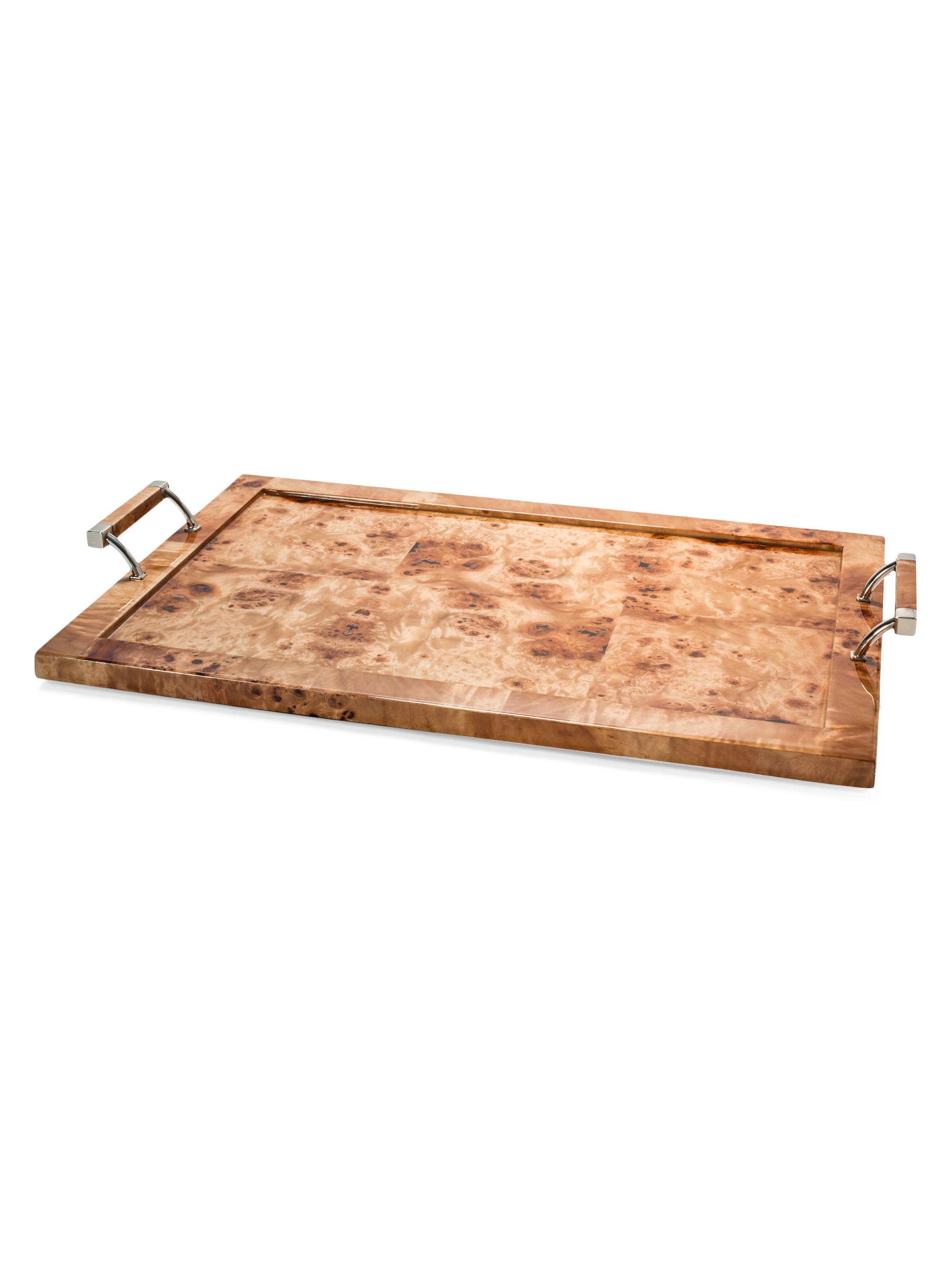 Ladorada Burl Veneer, Wood & German Silver Serving Tray