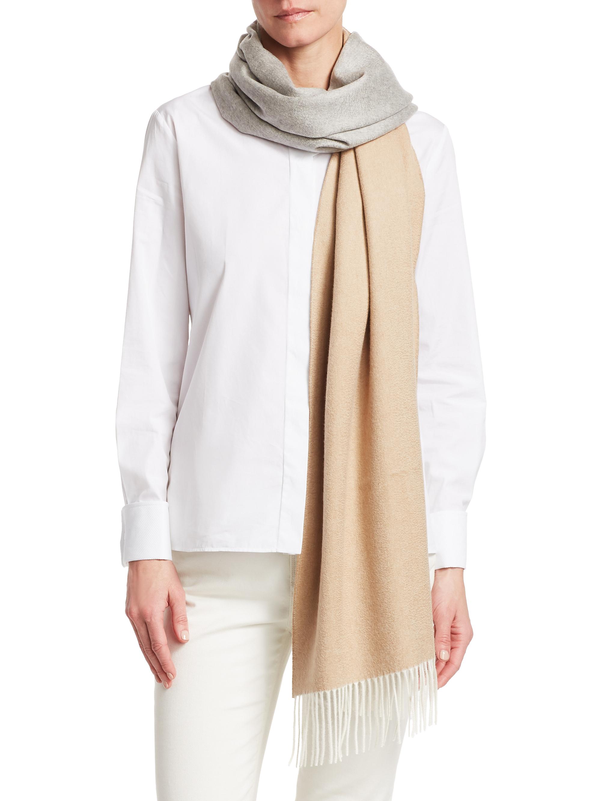 Loro Piana Women's Two-Tone Cashmere Scarf - Camel Flannel