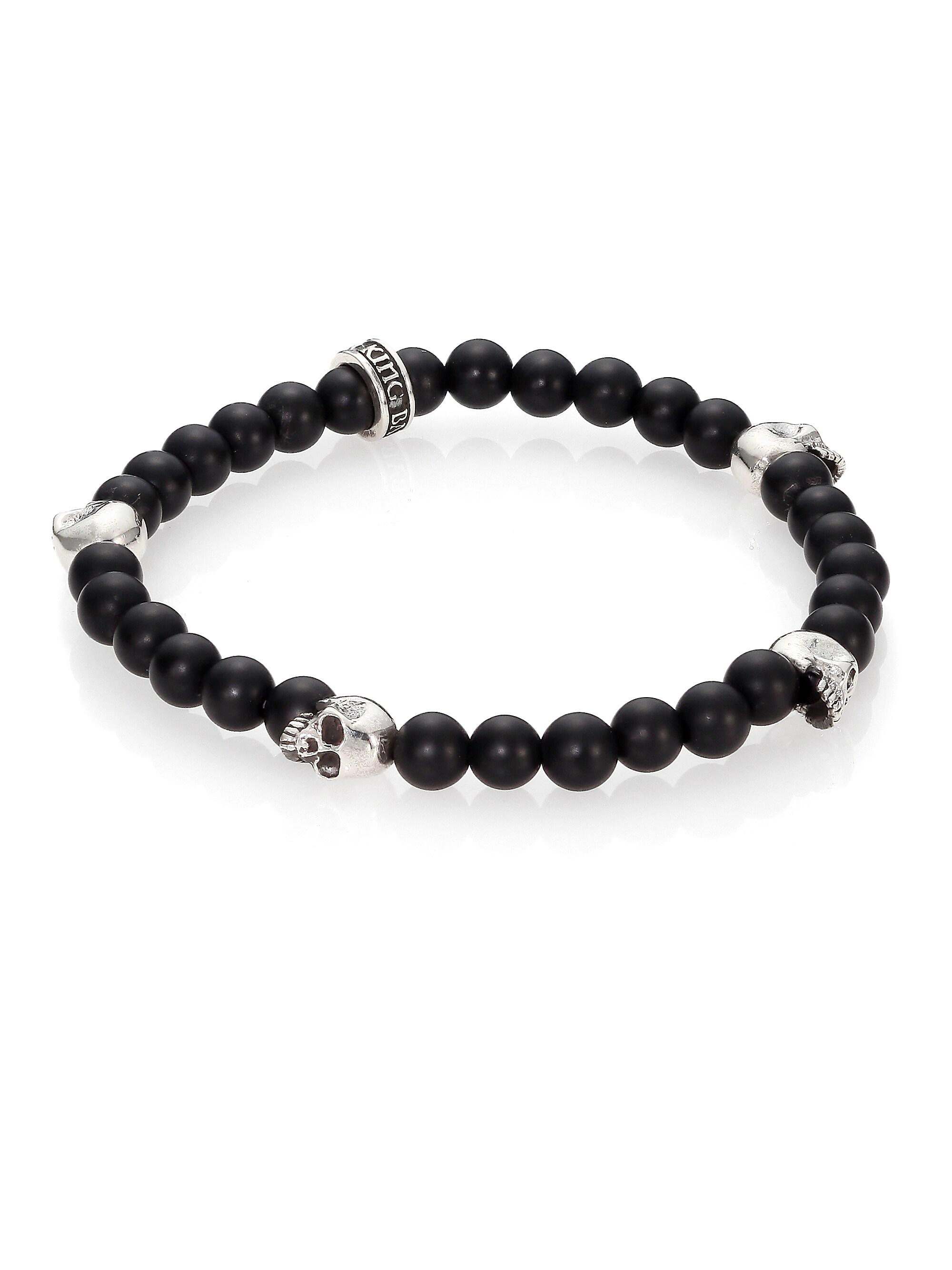 King Baby Studio Men's Onyx Beaded Bracelet - Black