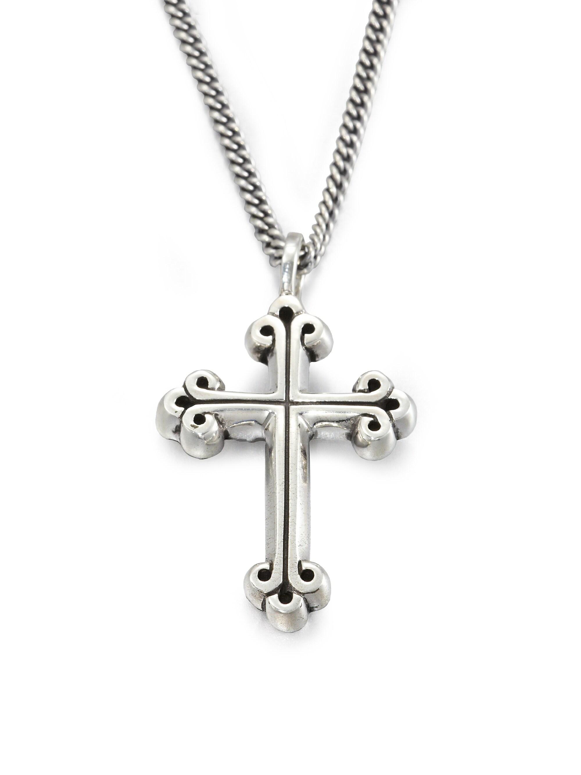 King Baby Studio Traditional Cross Pendant Neclace - Silver