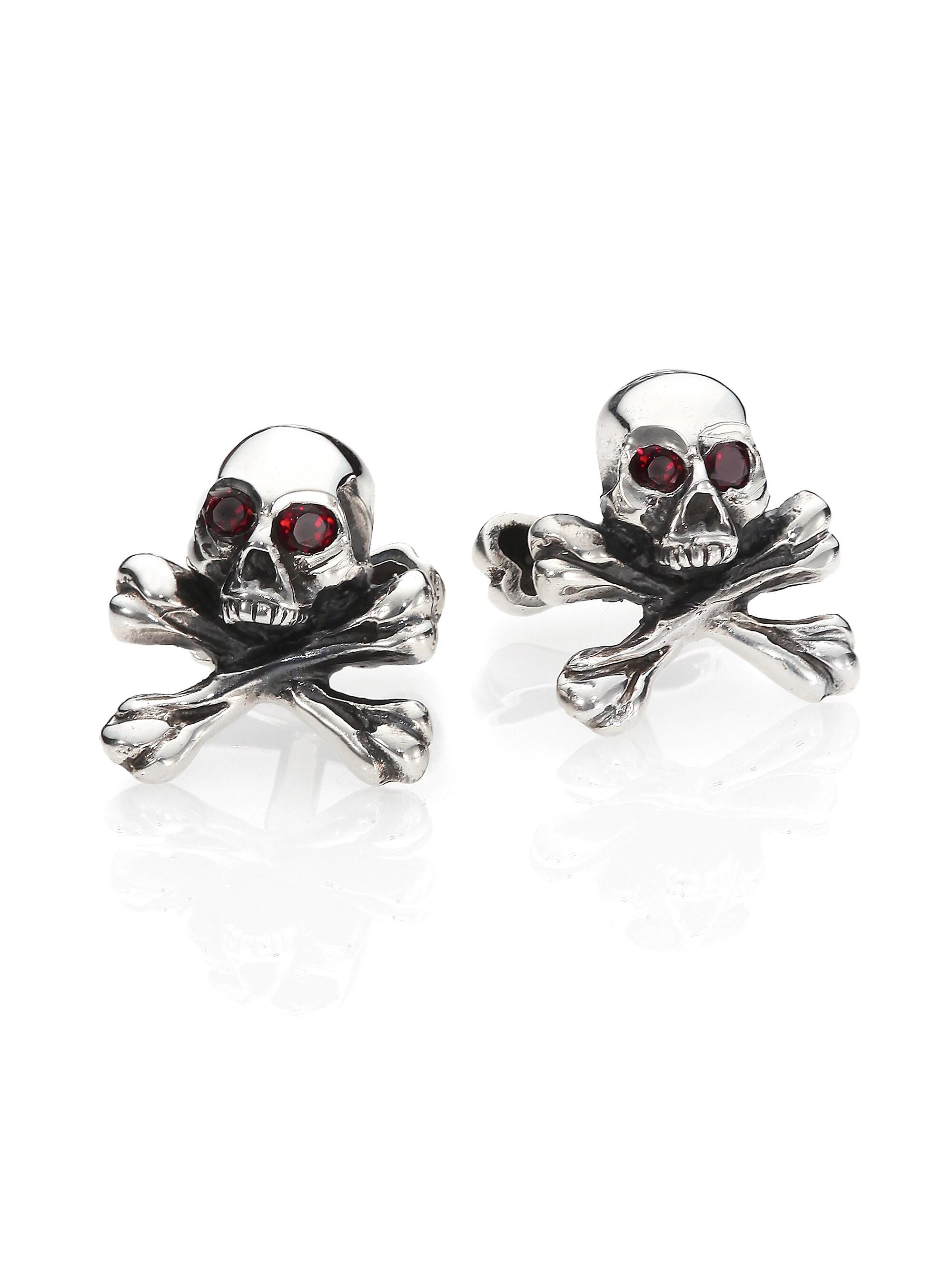 King Baby Studio Men's Skull & Cross Bones Cuff Links - Silver