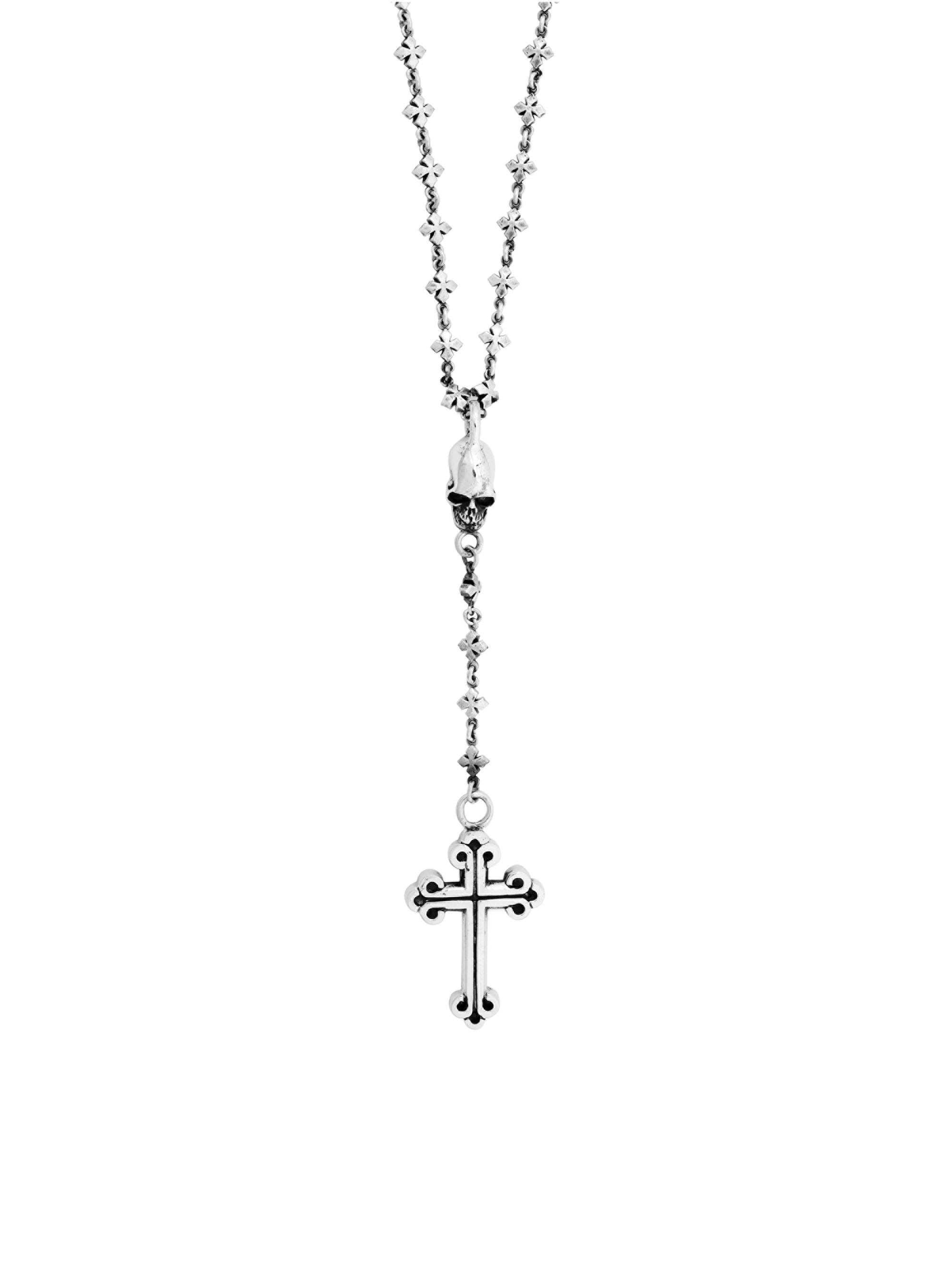 King Baby Studio Men's Sterling Silver Cross Rosary - Silver