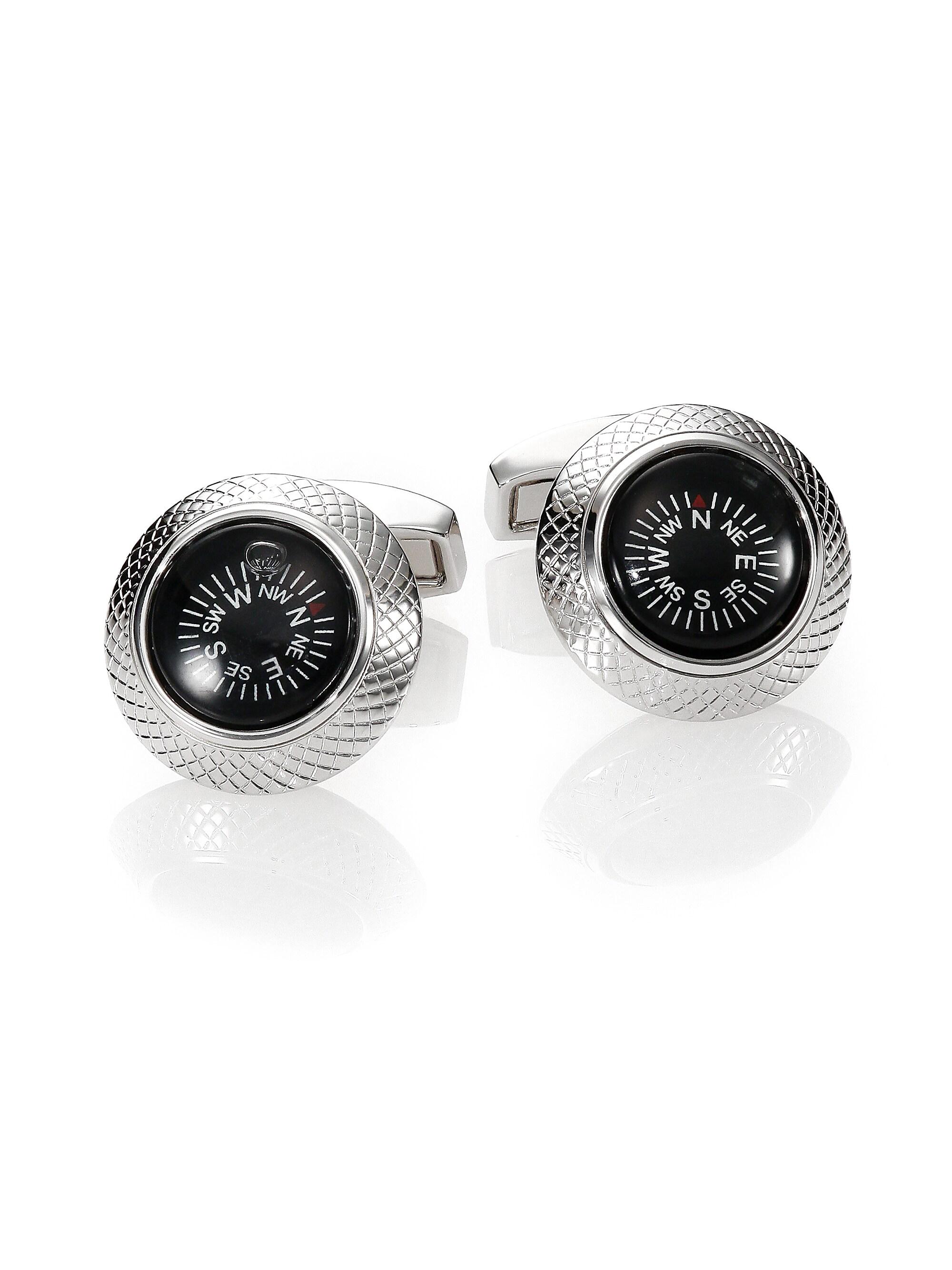 Tateossian Men's Compass Mechanical Cuff Links - Silver Black