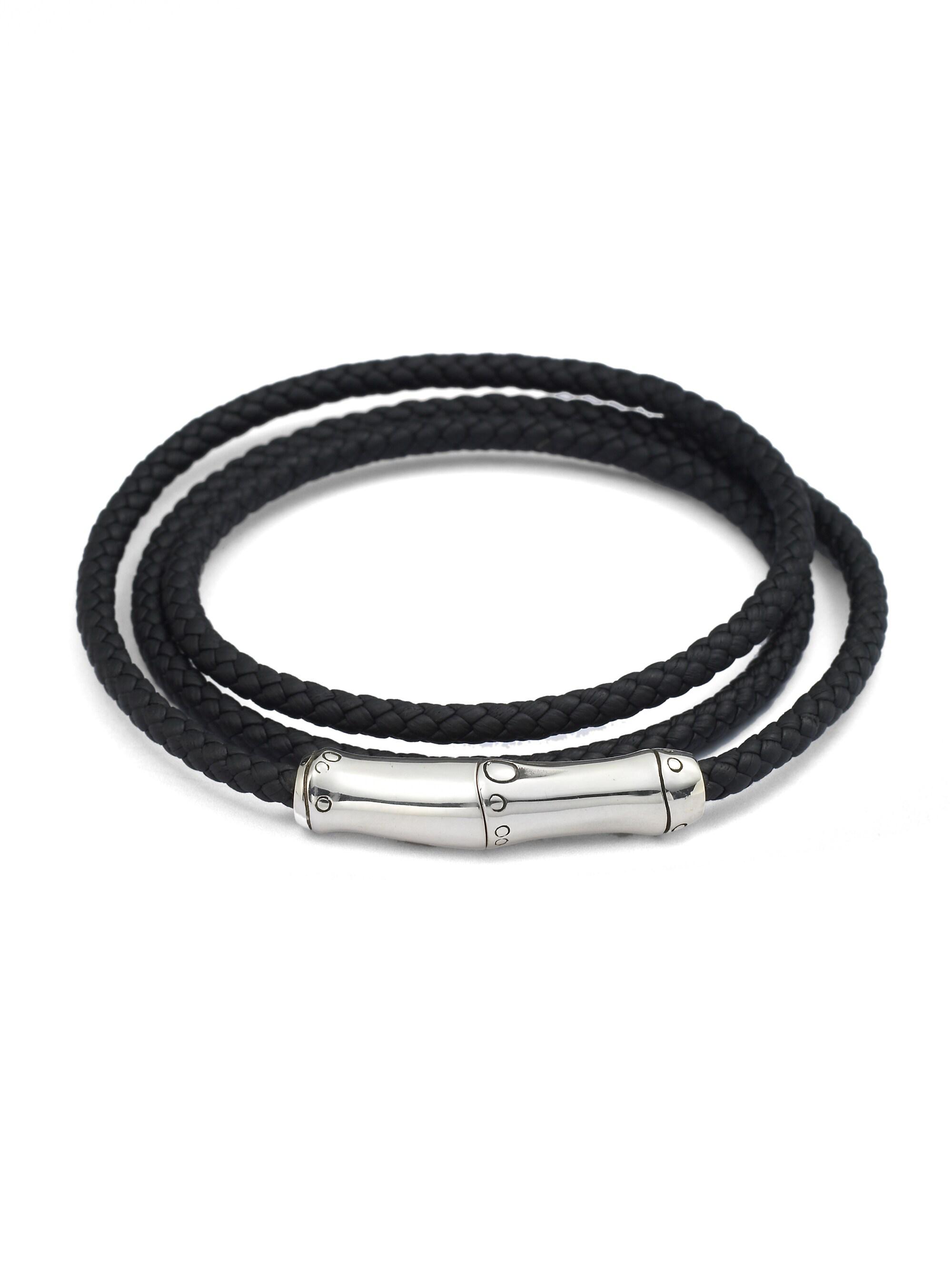 John Hardy Men's Bamboo Triple-Wrap Leather Bracelet - Black