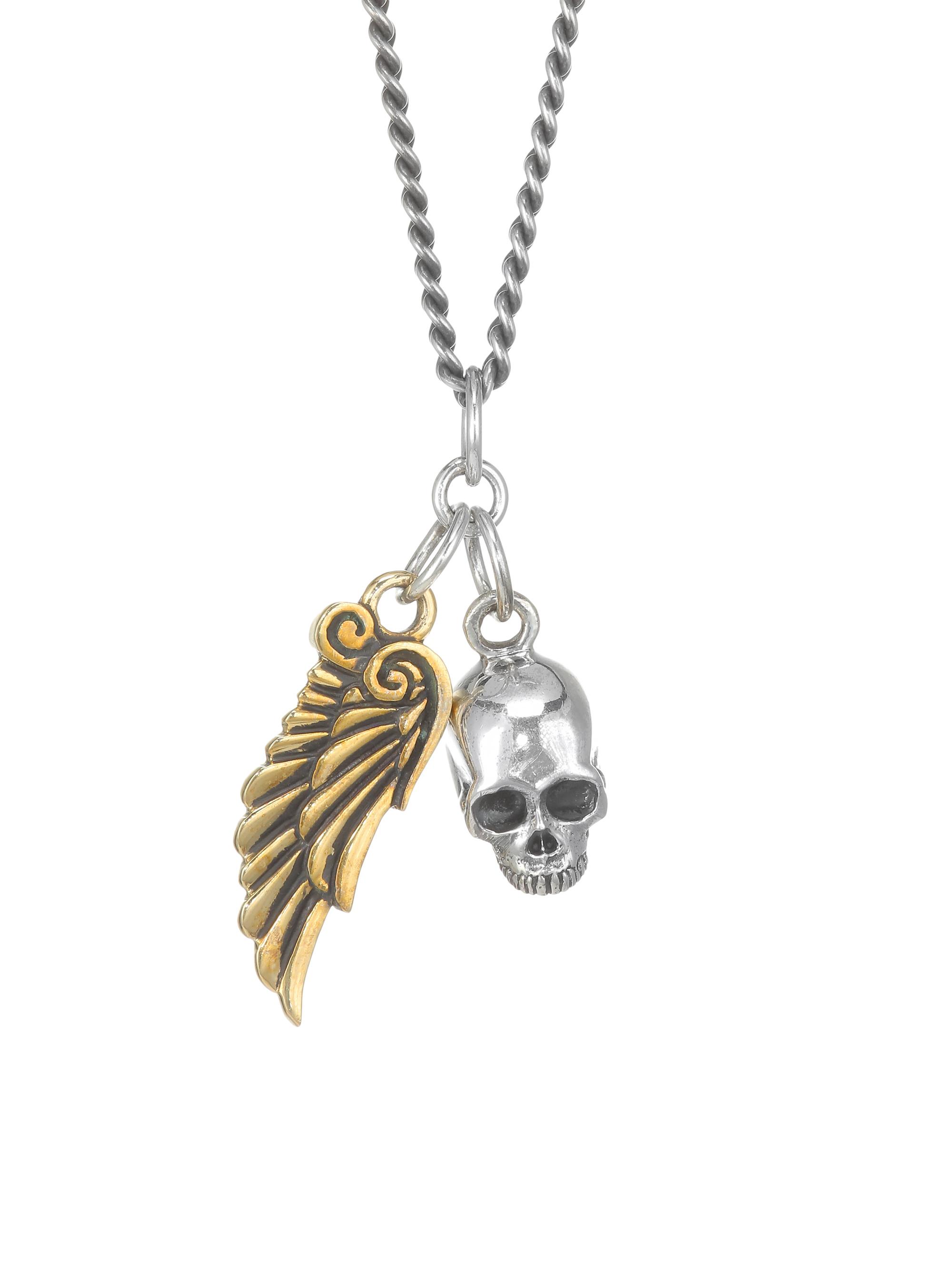 King Baby Studio Men's Two-Tone Skull & Wing Pendant - Silver