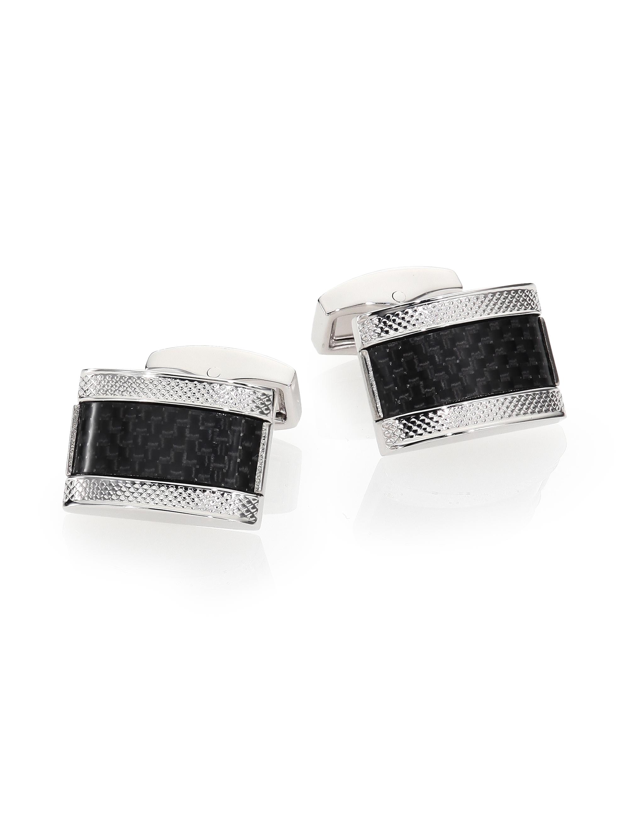 Tateossian Men's Brass & Carbon Fibre Cuff Links - Silver Black