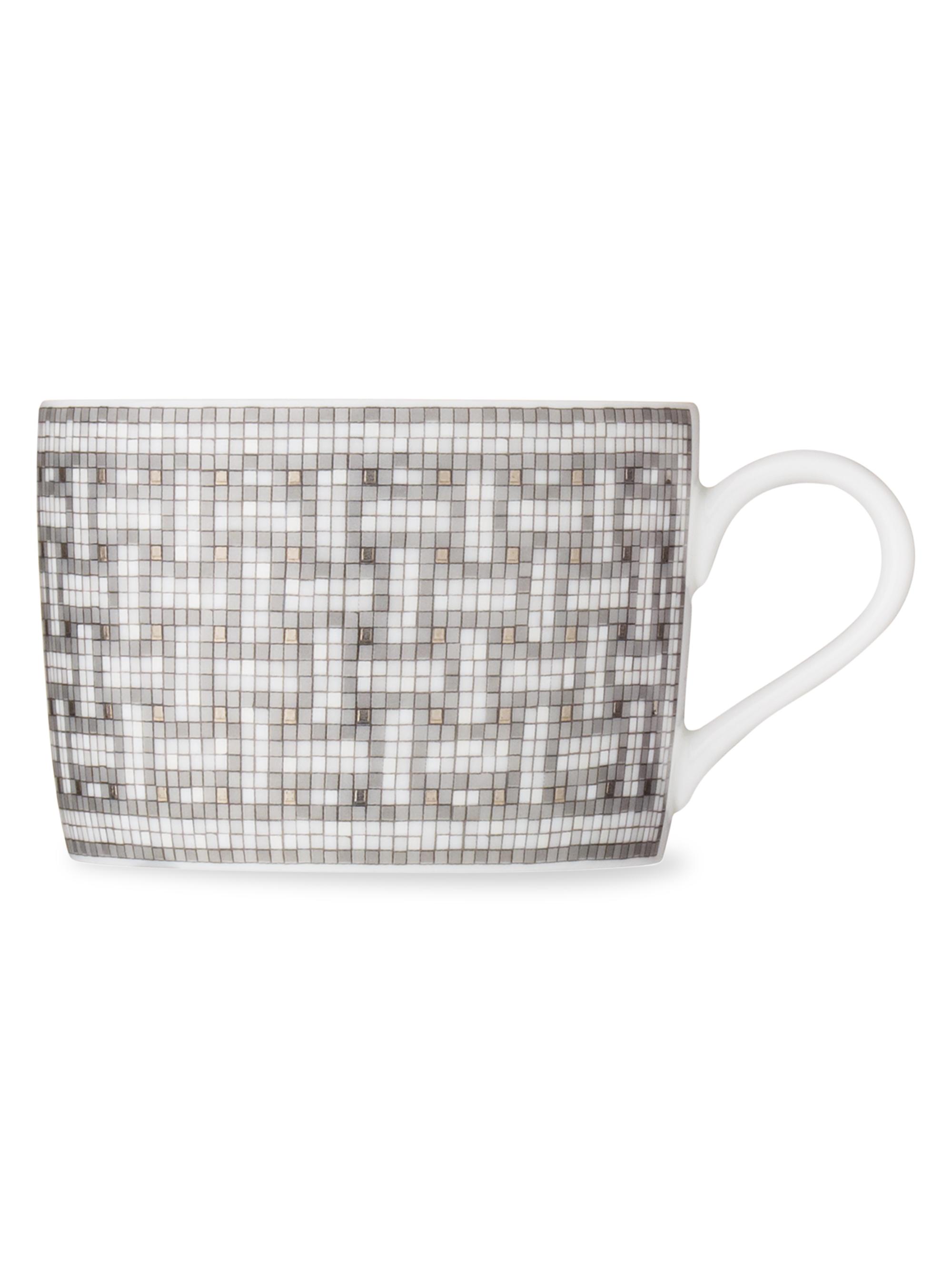 La Table Hermes Mosaïque Au 24 Platinum Tea Cup & Saucer