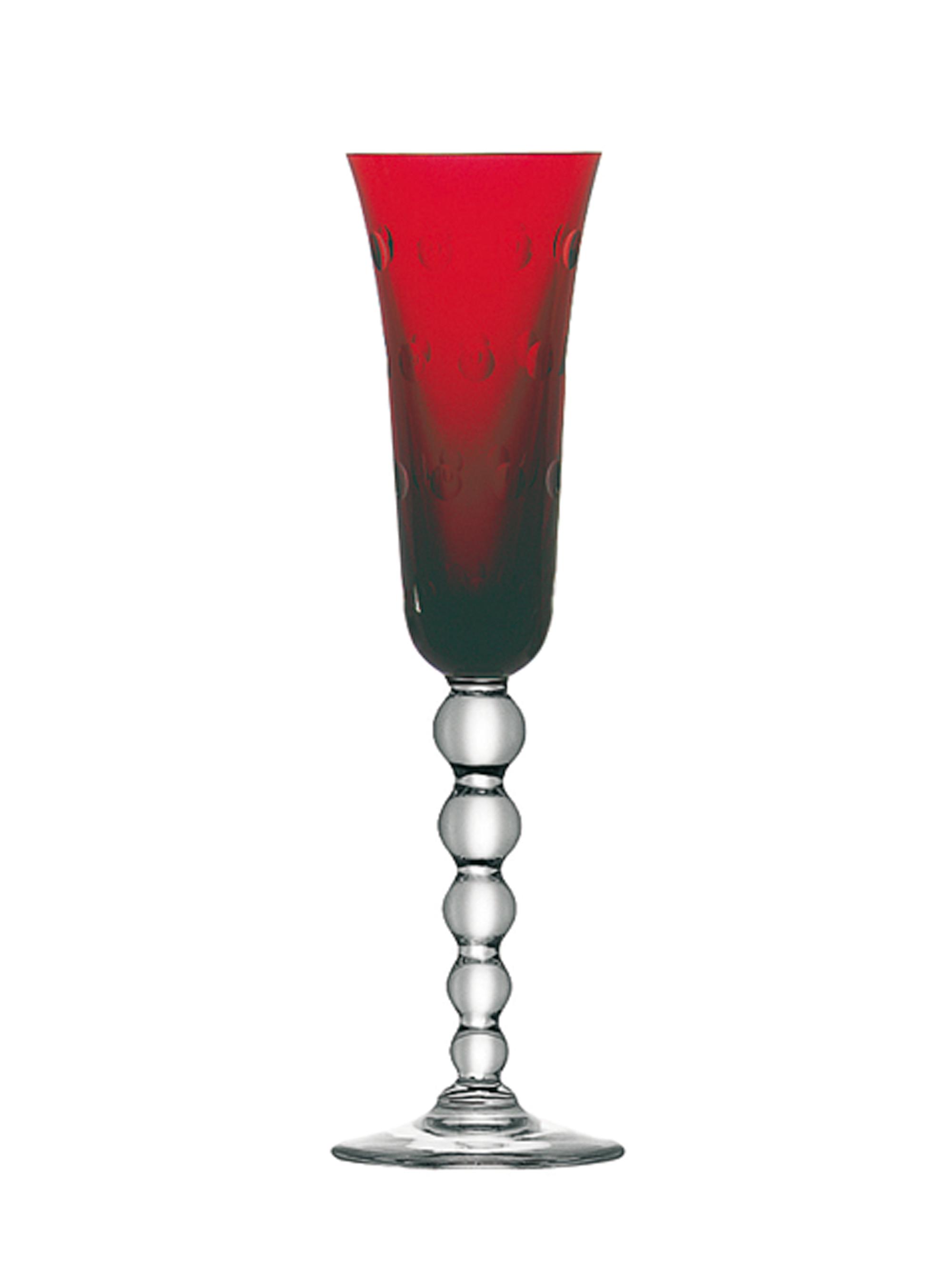 Saint Louis Red Bubble Champagne Flute - Red - back view in Red