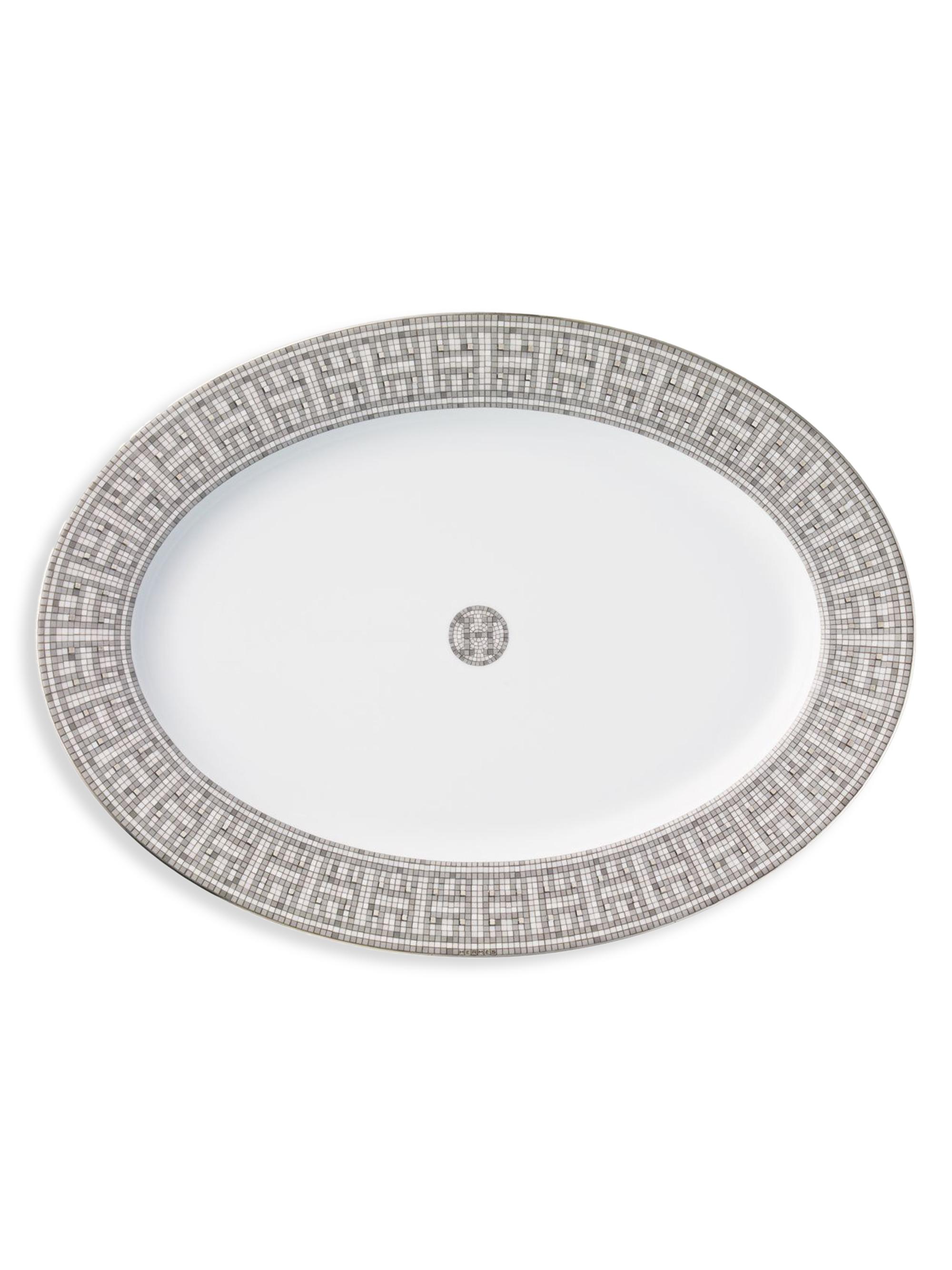 La Table Hermes Mosaïque Au 24 Platinum Small Oval Platter