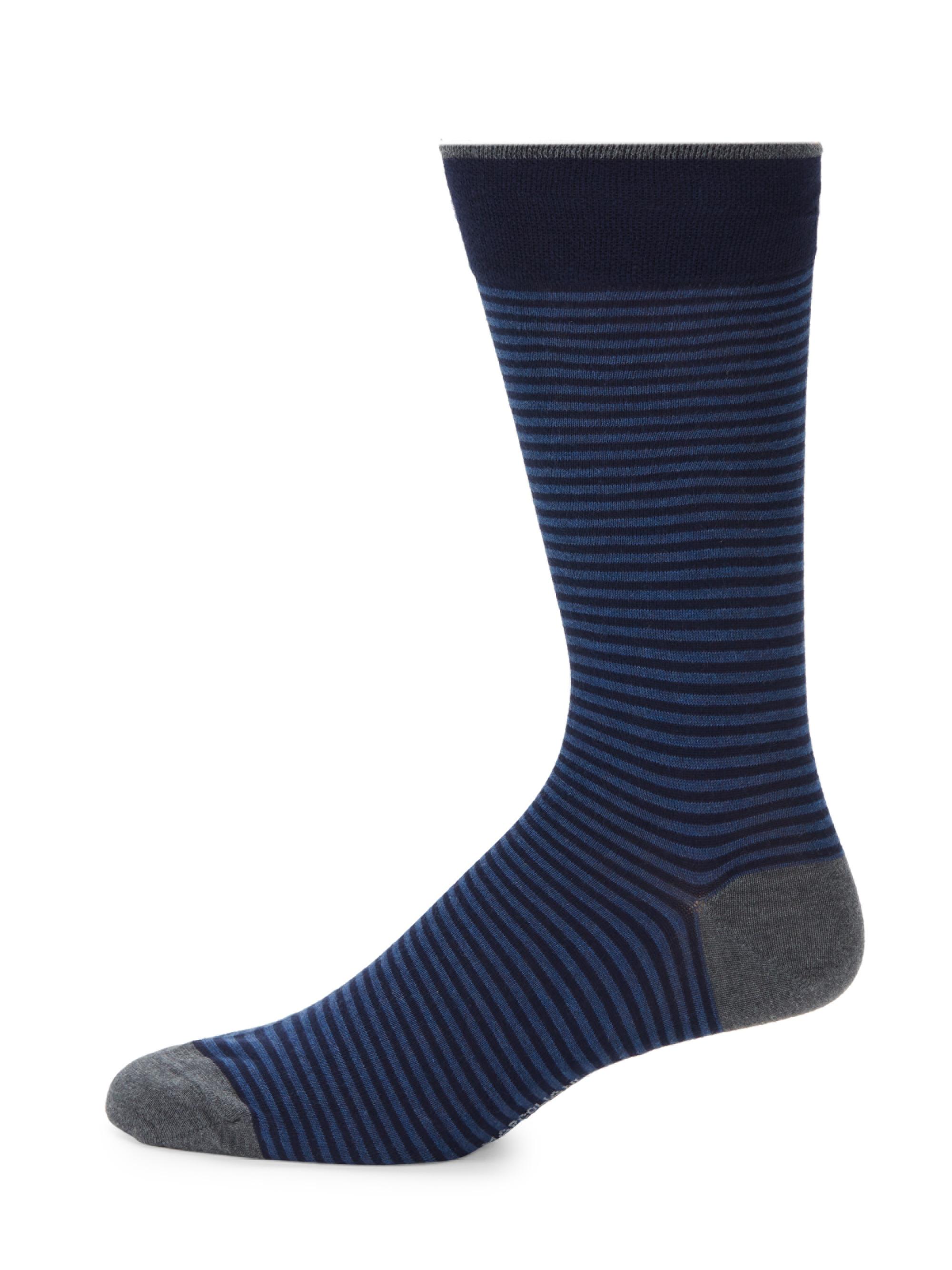 Marcoliani Palio Striped Crew Socks - Royal Blue