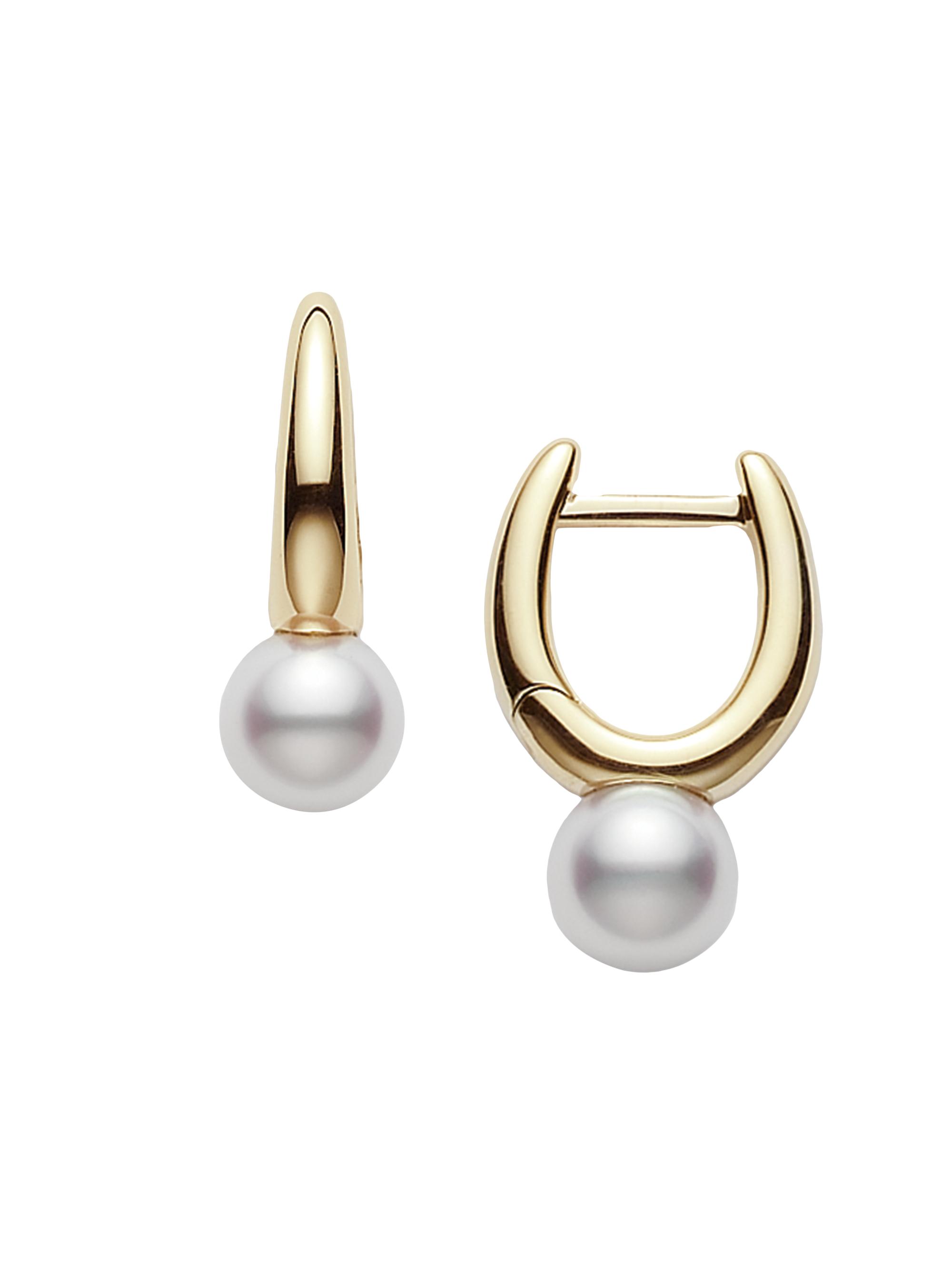 Mikimoto Women's 6.5MM White Cultured Pearl & 18K Yellow Gold Earrings