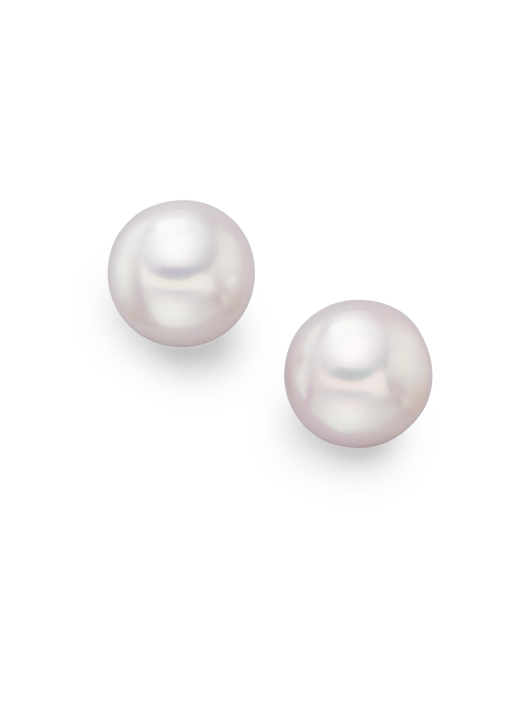 Mikimoto Women's 7MM White Cultured Akoya Pearl & 18K White Gold Stud Earrings - White Gold