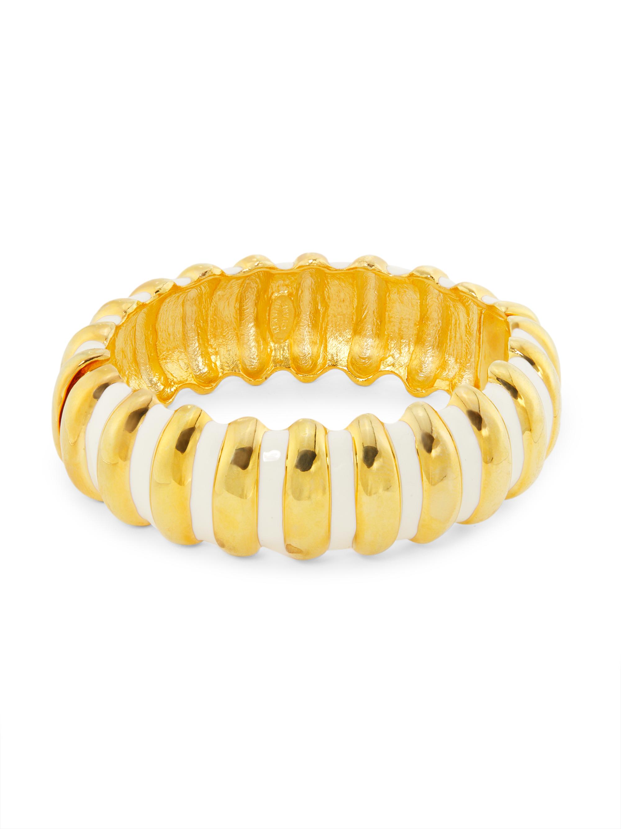 Kenneth Jay Lane Women's Goldtone & Enamel Ribbed Bangle - Gold White