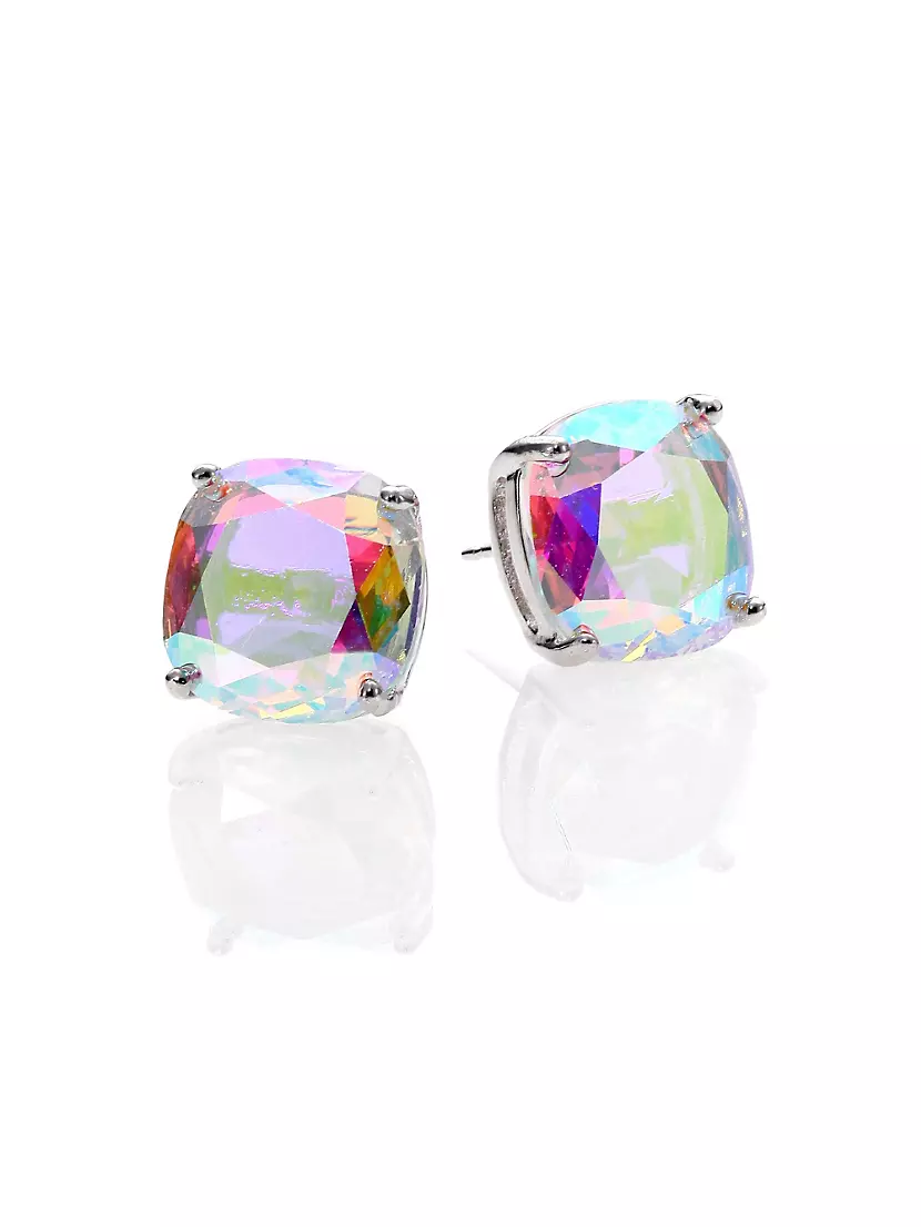 CHANEL 18S Iridescent Crystal Earrings Silver HW Multicolor