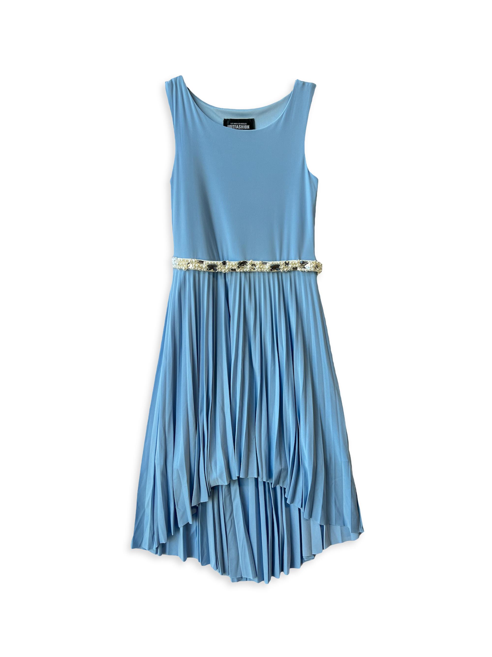 Un Deux Trois Girl's Hi-Lo Dress - Light Blue