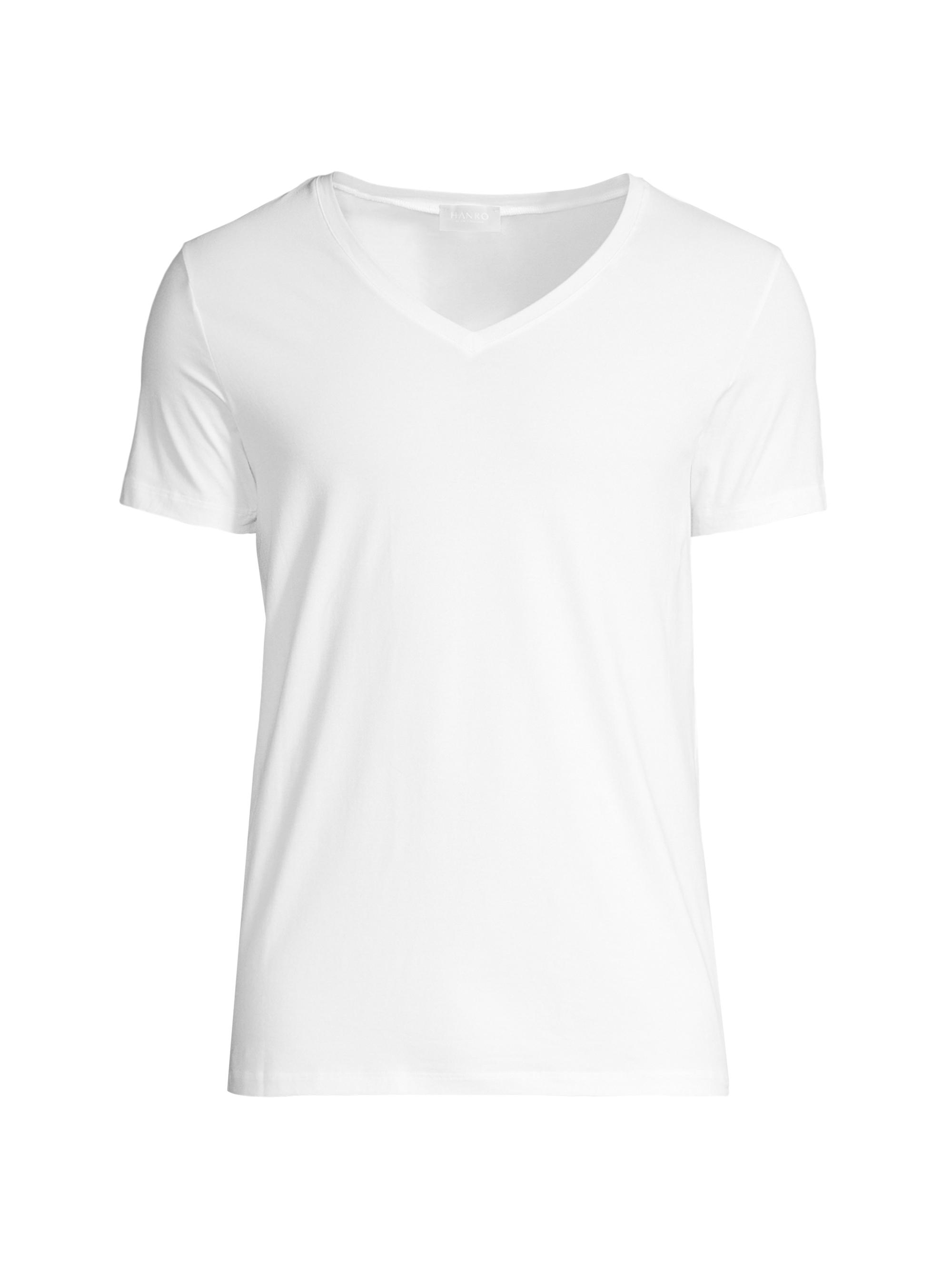 Hanro Men's Cotton Superior Short Sleeve V-Neck Tee - White