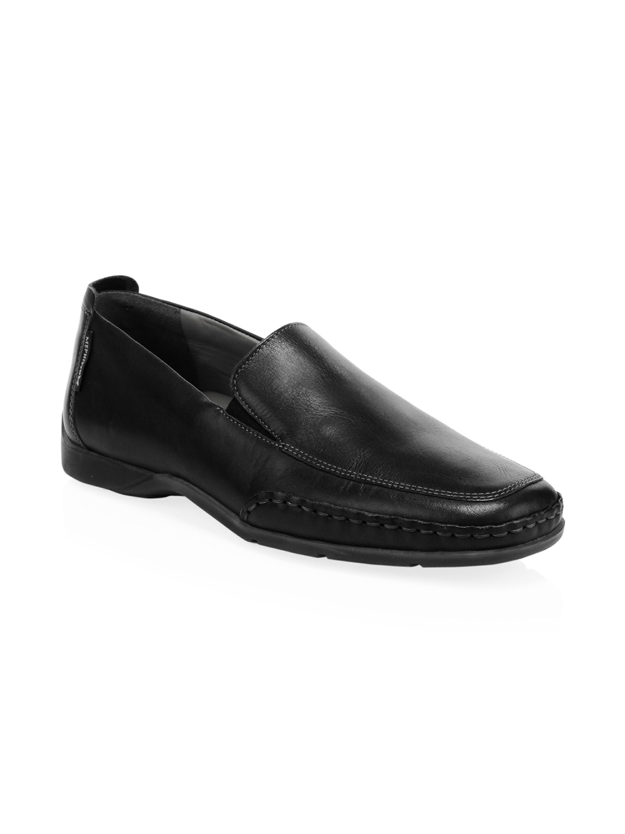 Mephisto Men's Square Toe Leather Loafers - Black