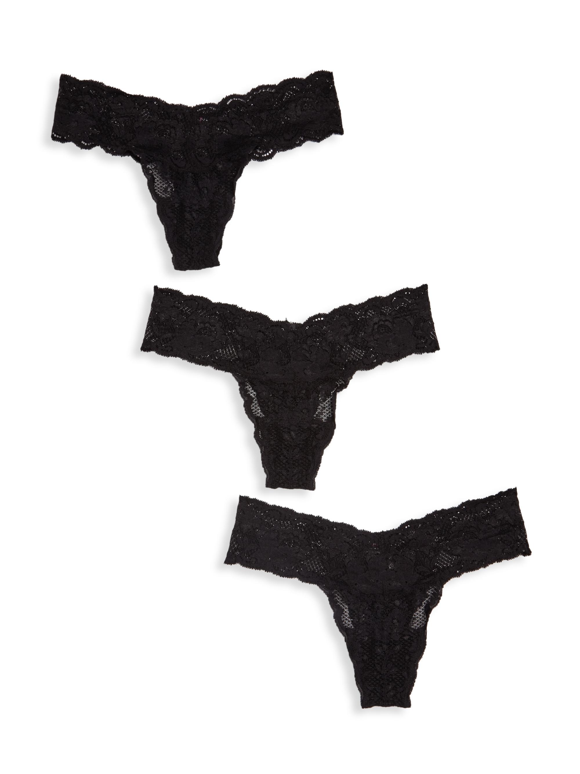 Cosabella Women's Low-Rise 3-Pack Lace Thong - Black