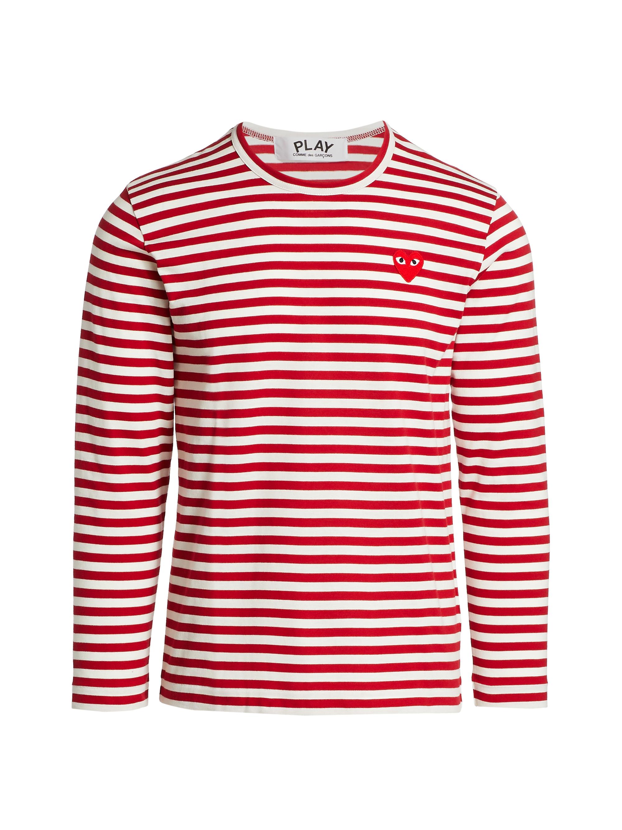 Comme des Garçons PLAY Men's Striped Cotton Shirt - Red White